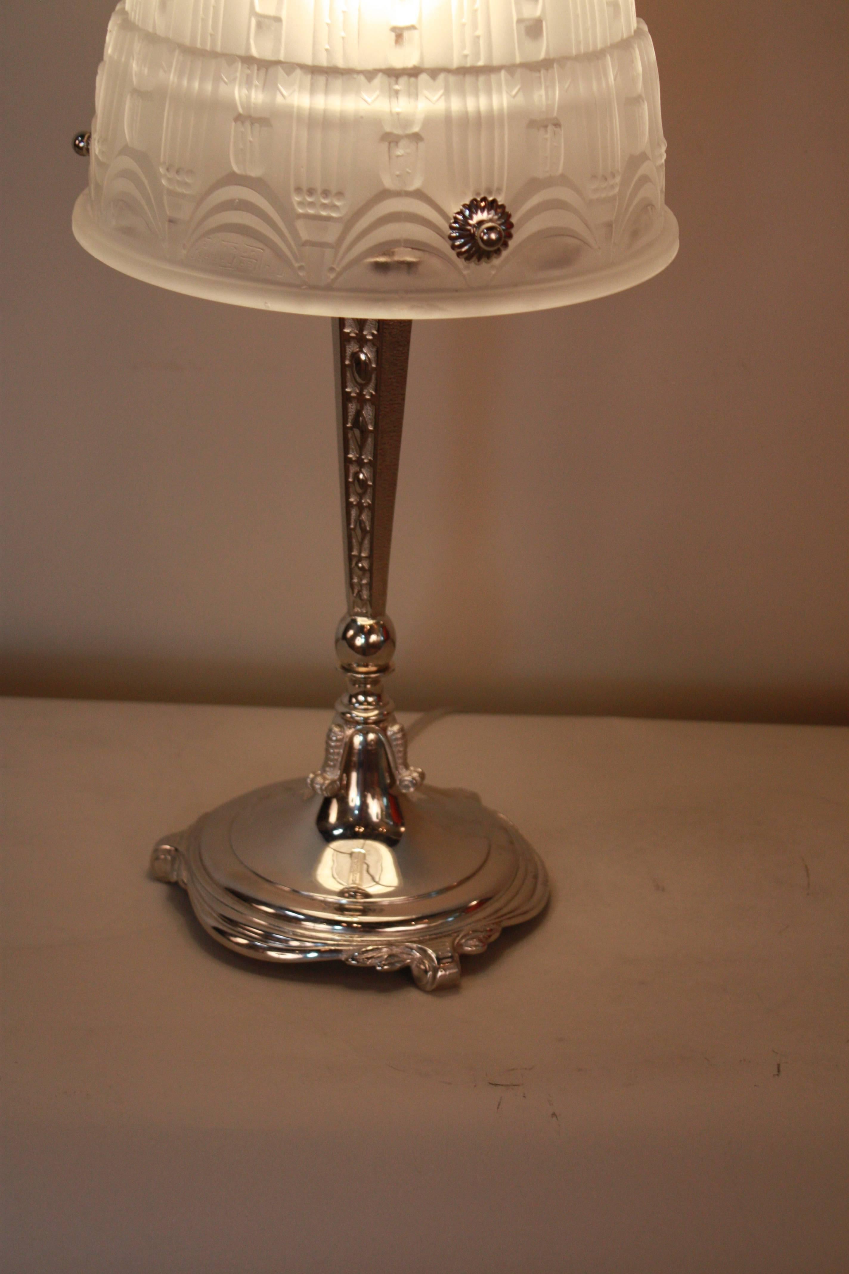French Art Deco Table Lamp by Muller Freres In Good Condition In Fairfax, VA