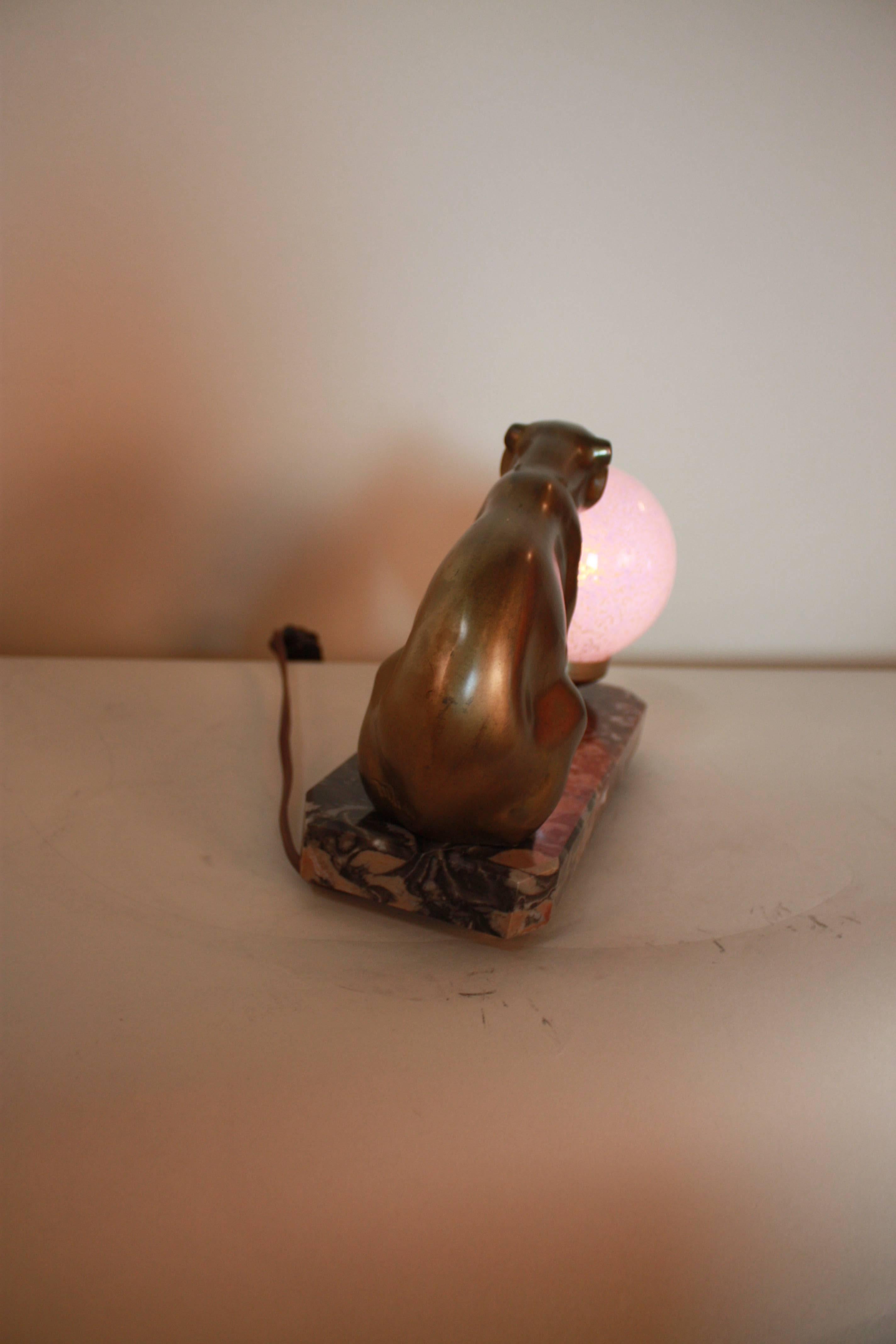 Mid-20th Century French Art Deco Polar Bear Table Lamp by M. Font