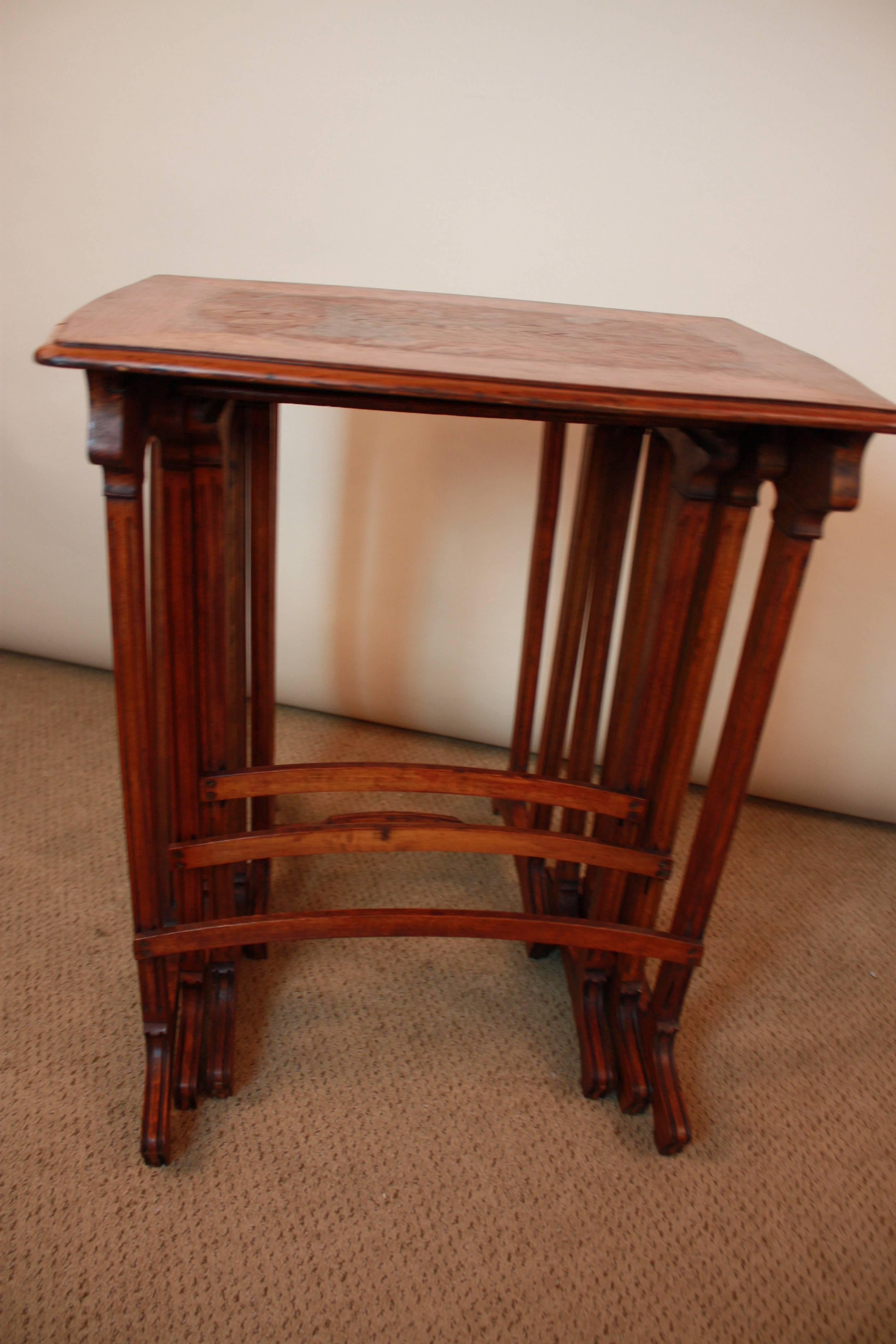 Wood French Art Nouveau Nesting Tables