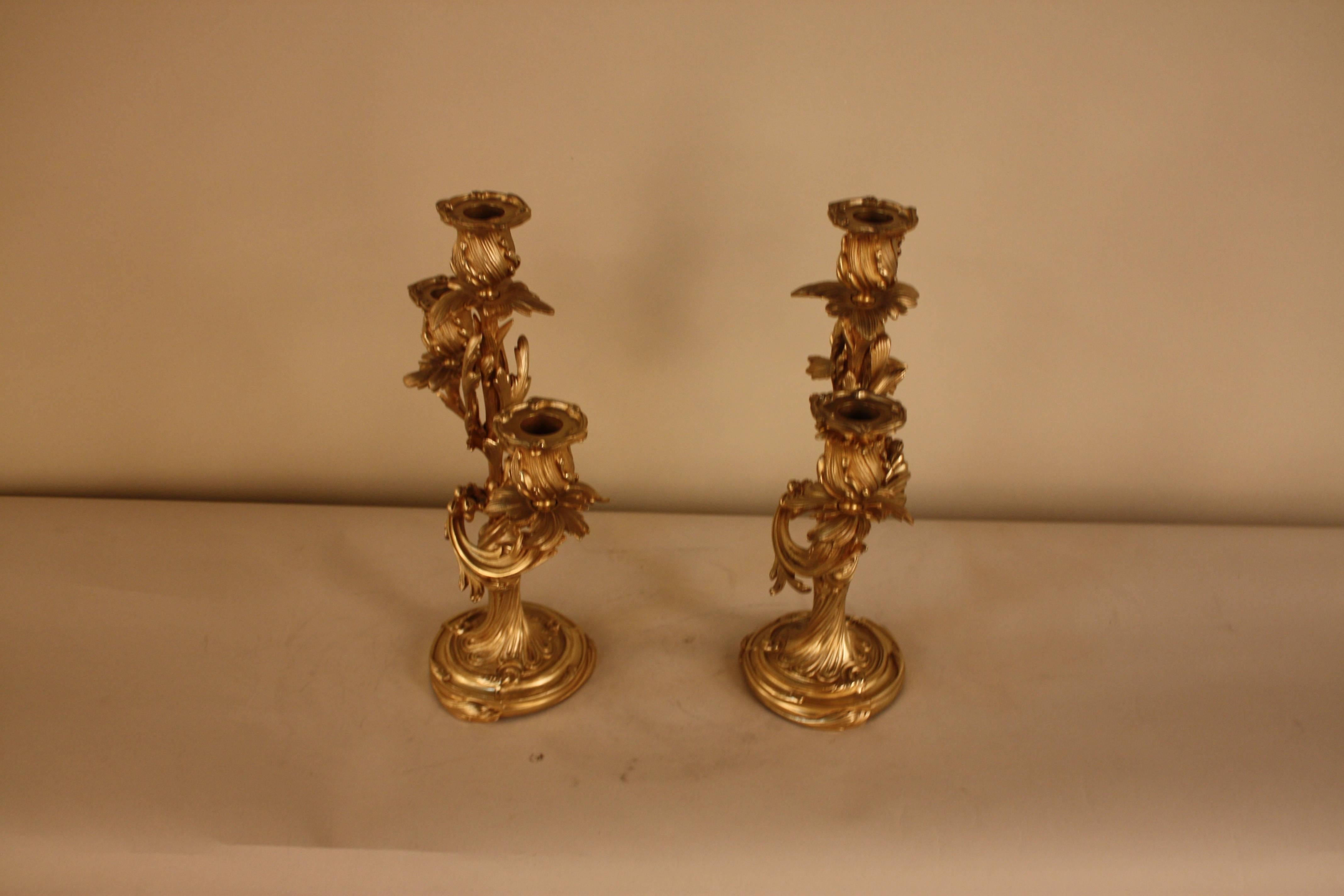 Pair of Art Nouveau Bronze Candelabra 4