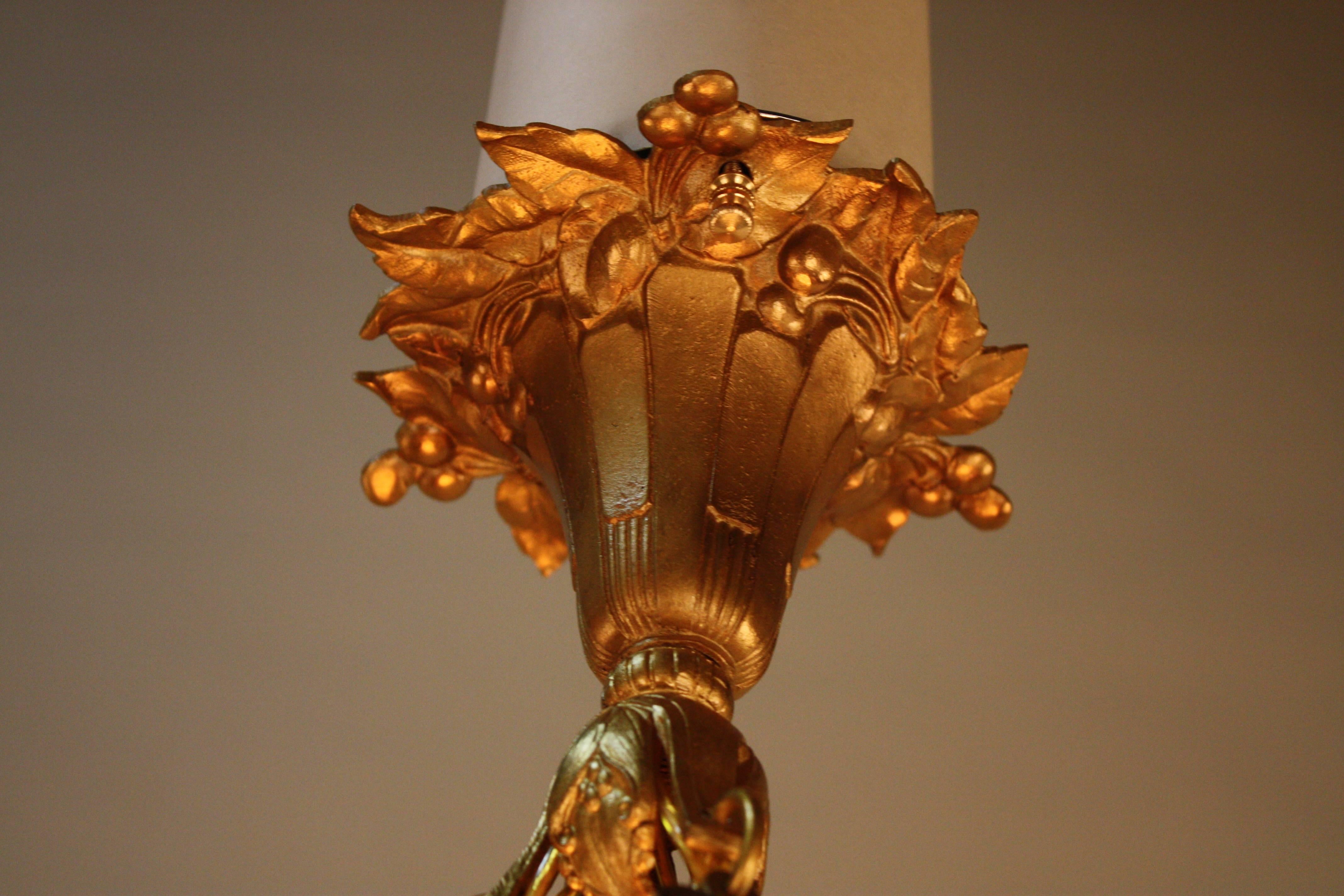 Early 20th Century Muller Frères blown Glass Pendant Chandelier