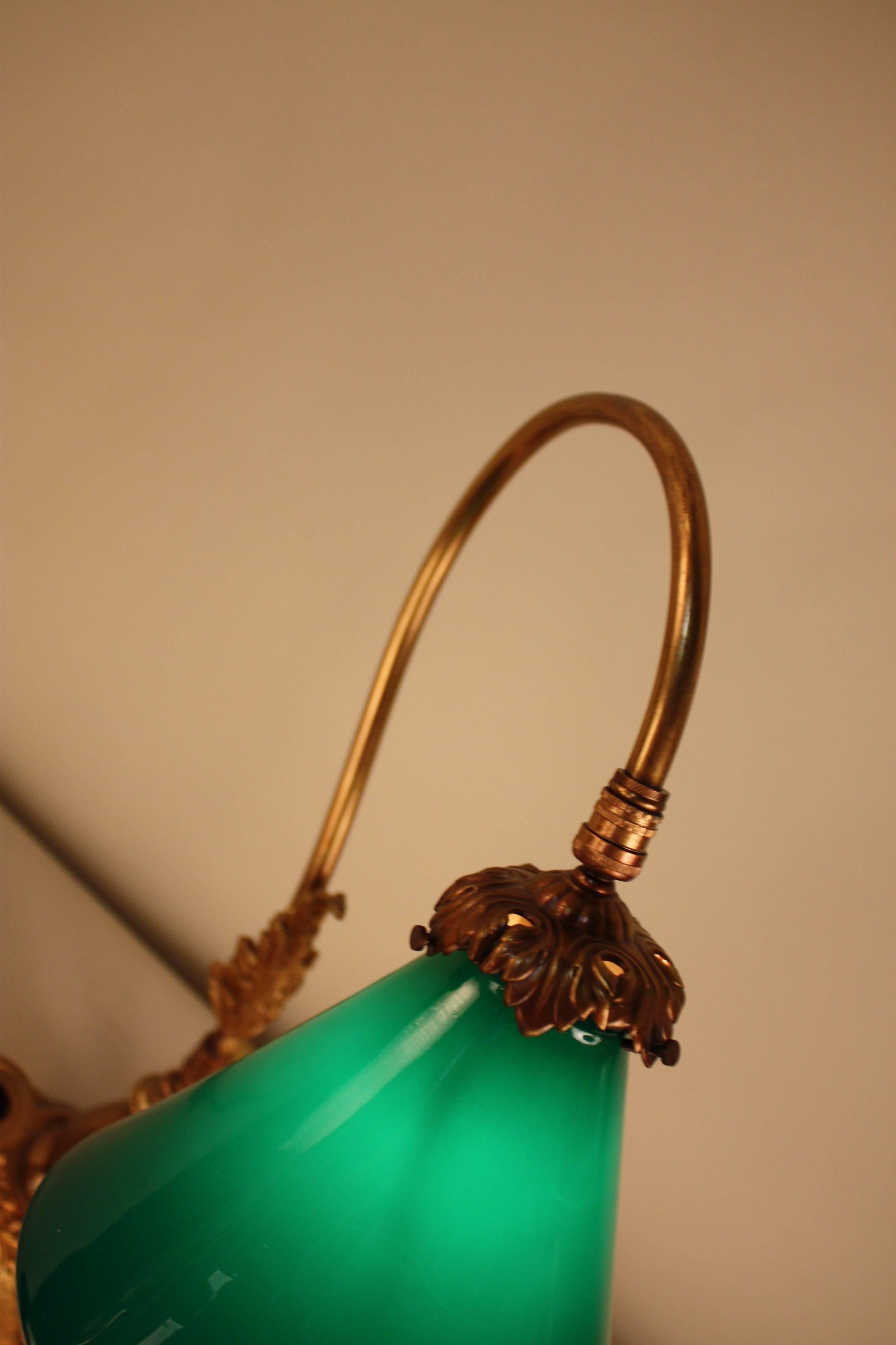 Early 20th Century Bronze and Case Glass Desk Lamp 2