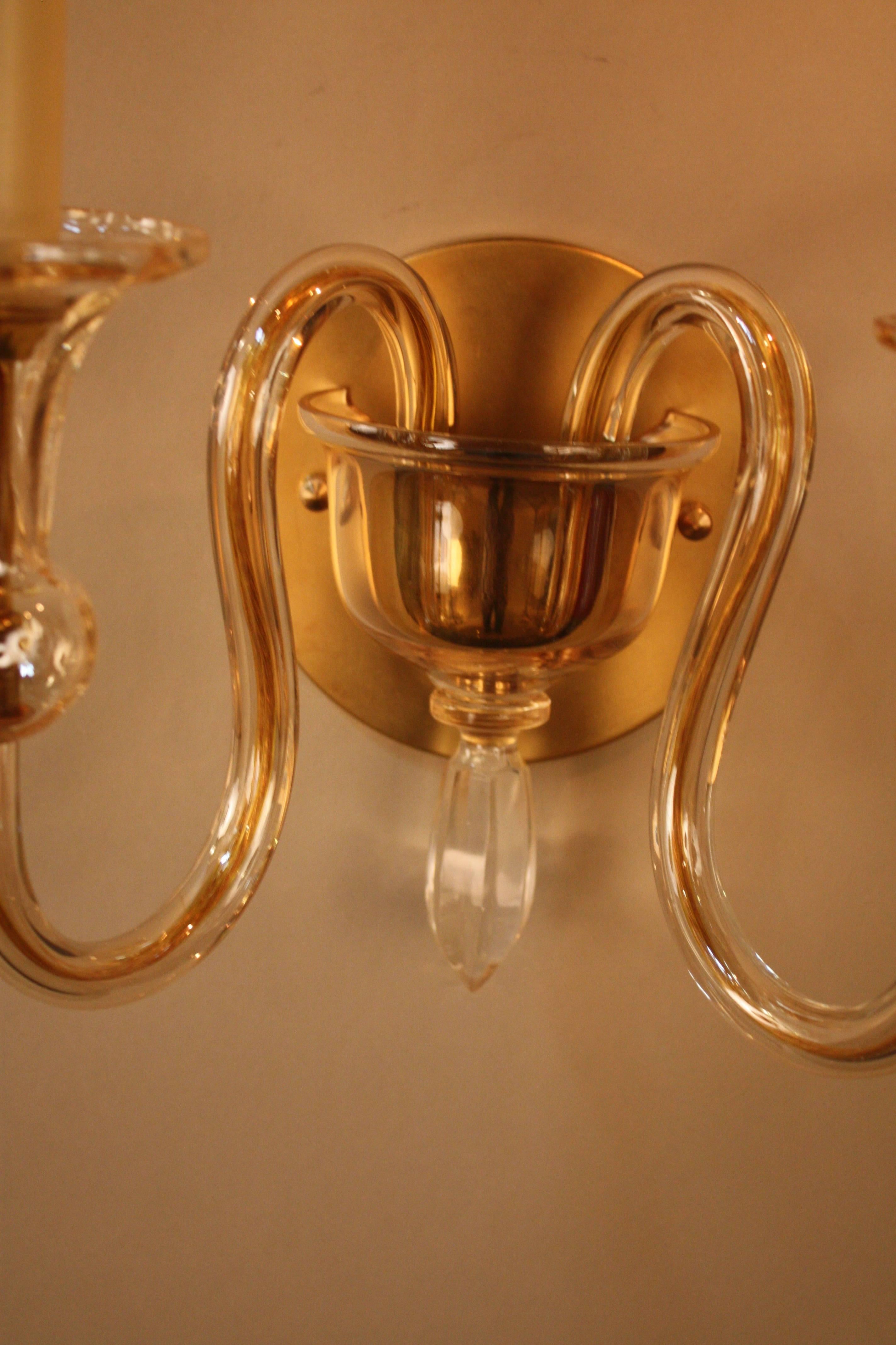 Set of Three 1970s German Crystal Wall Sconces For Sale 2