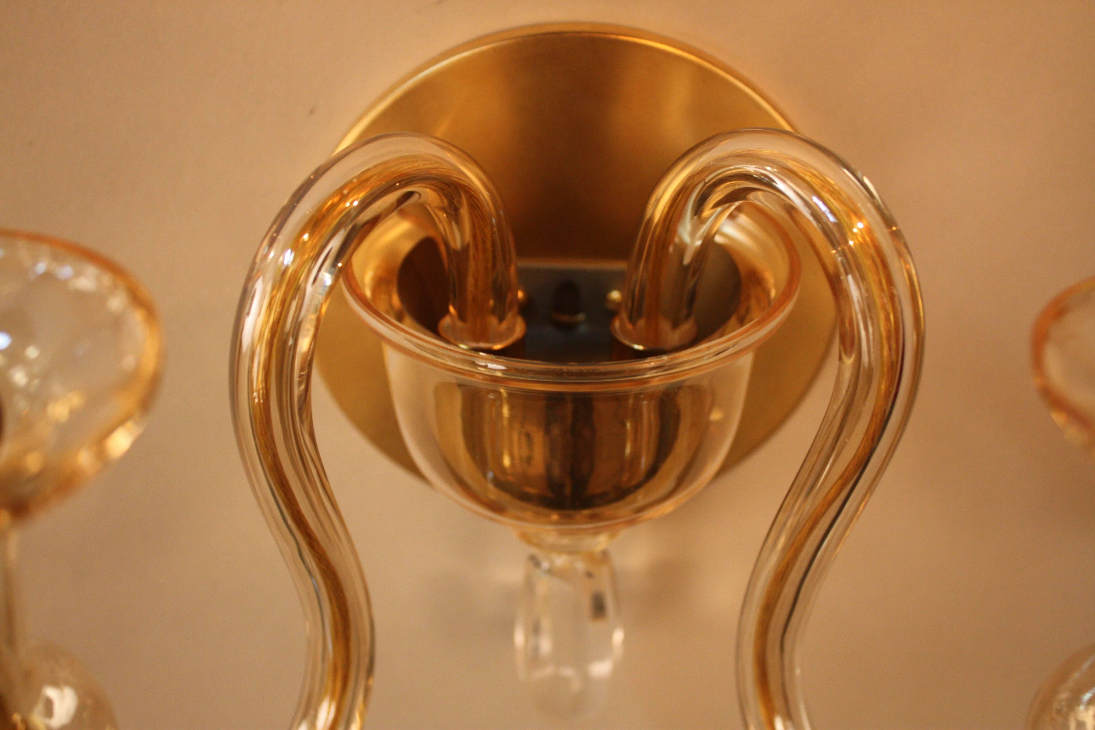 Set of Three 1970s German Crystal Wall Sconces In Good Condition For Sale In Fairfax, VA