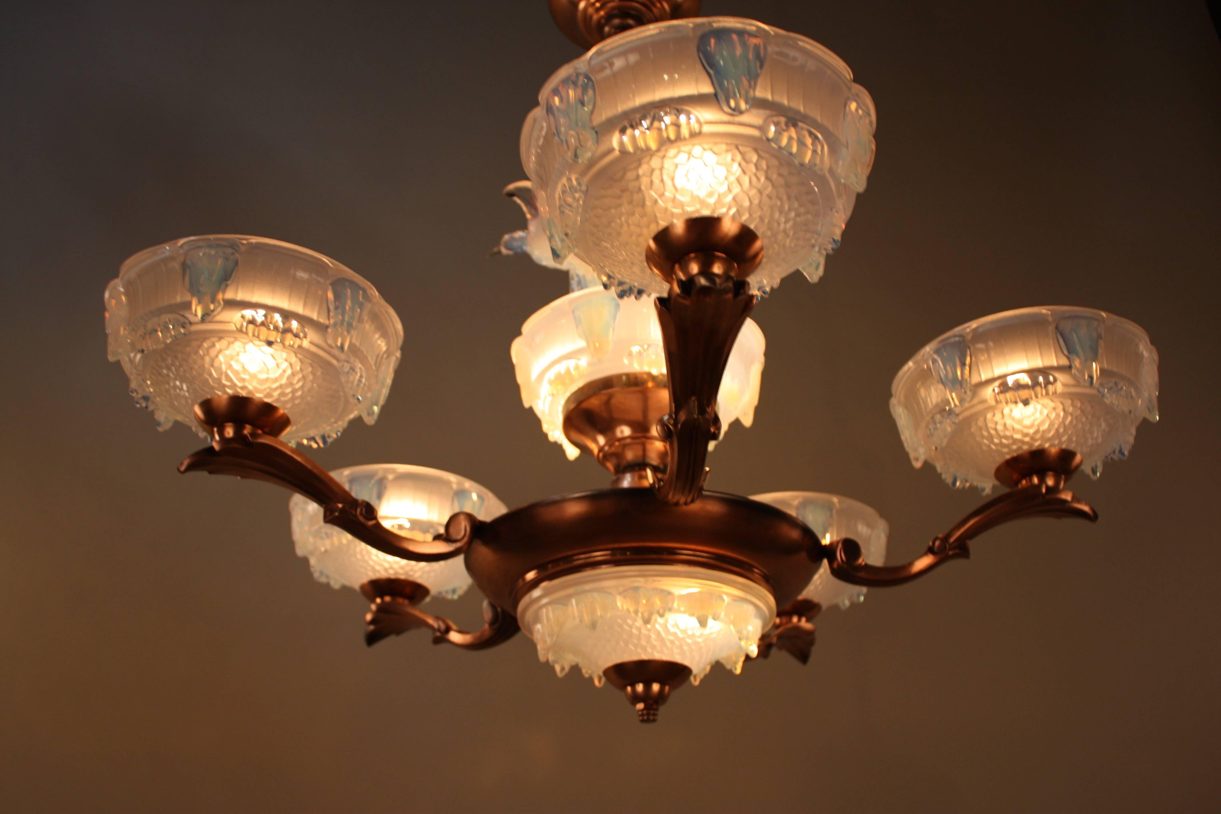 French Art Deco Chandelier by Ezan 1