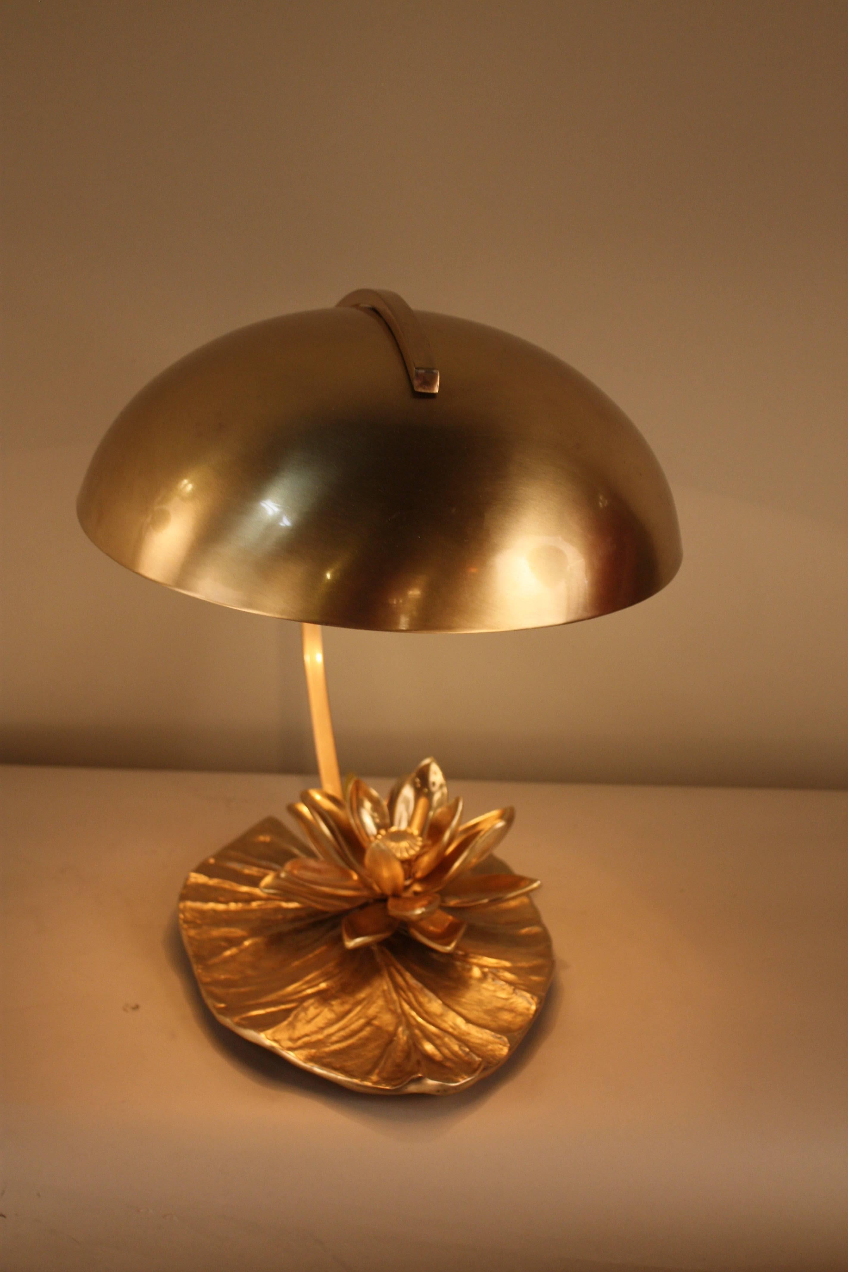 Water lily bronze desk lamp by Christiane Charles for Maison Charles.