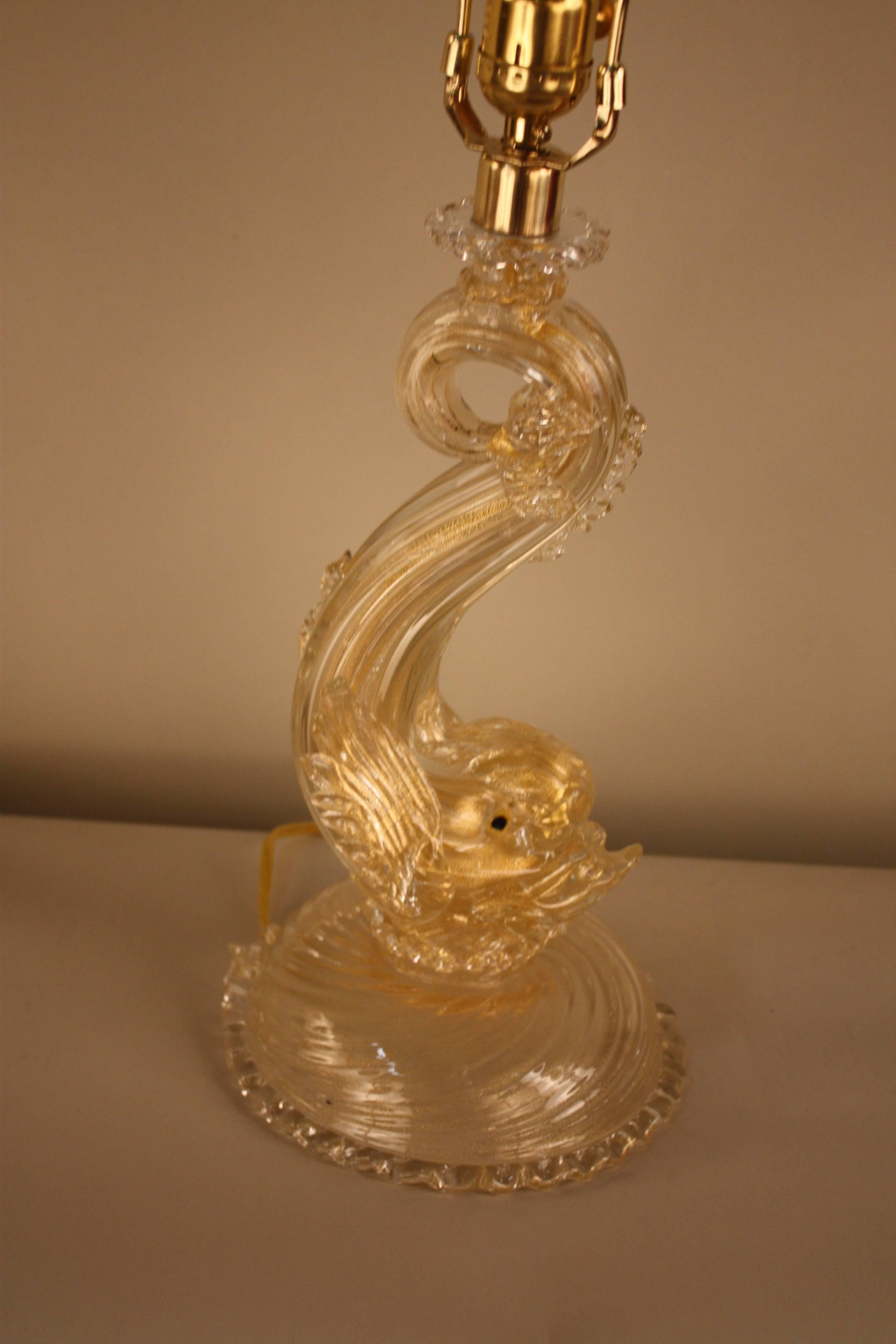 Murano Glass Dolphine Table Lamp 3