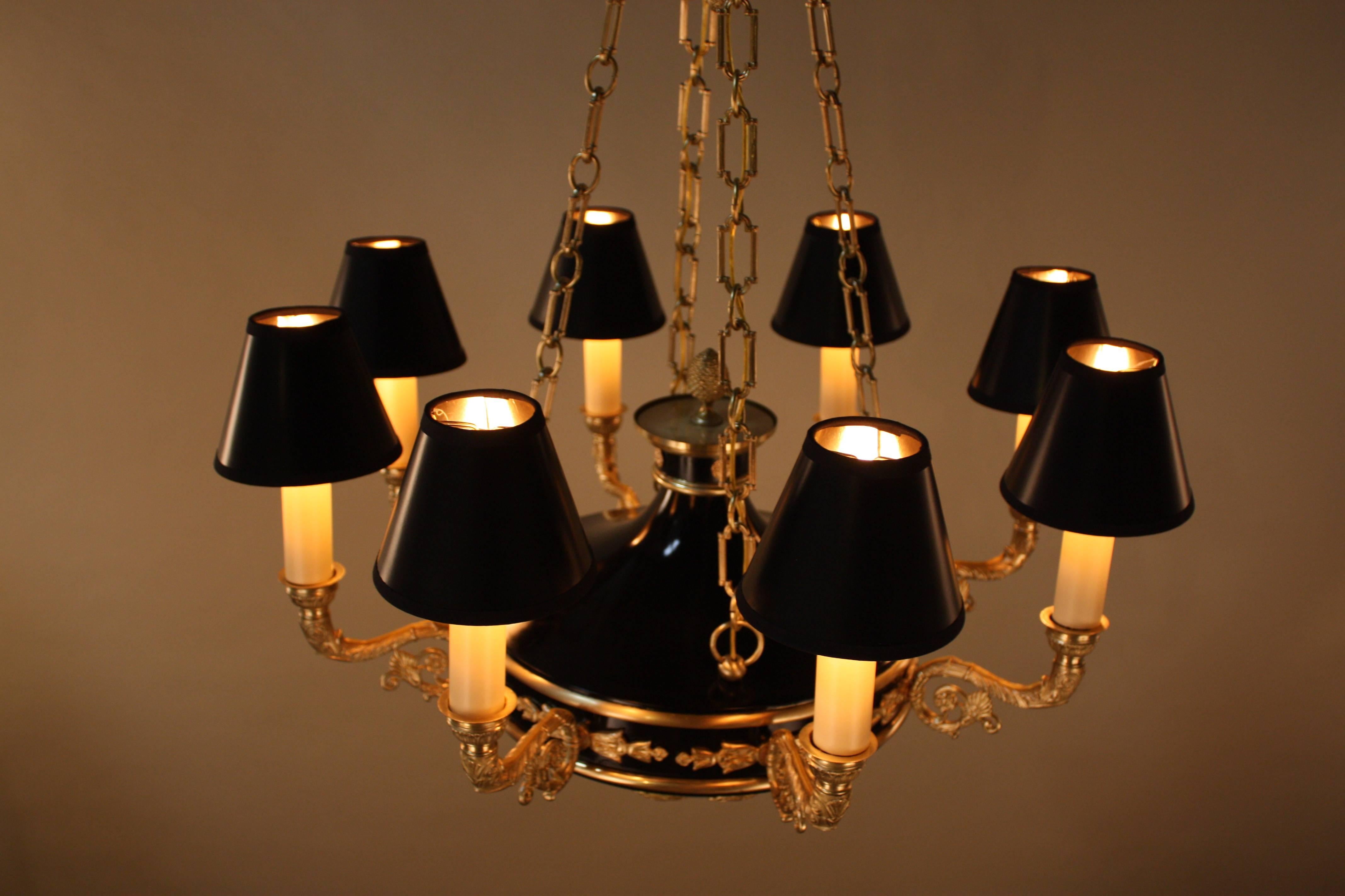 French Eight-Arm Empire Style Bronze Chandelier 4