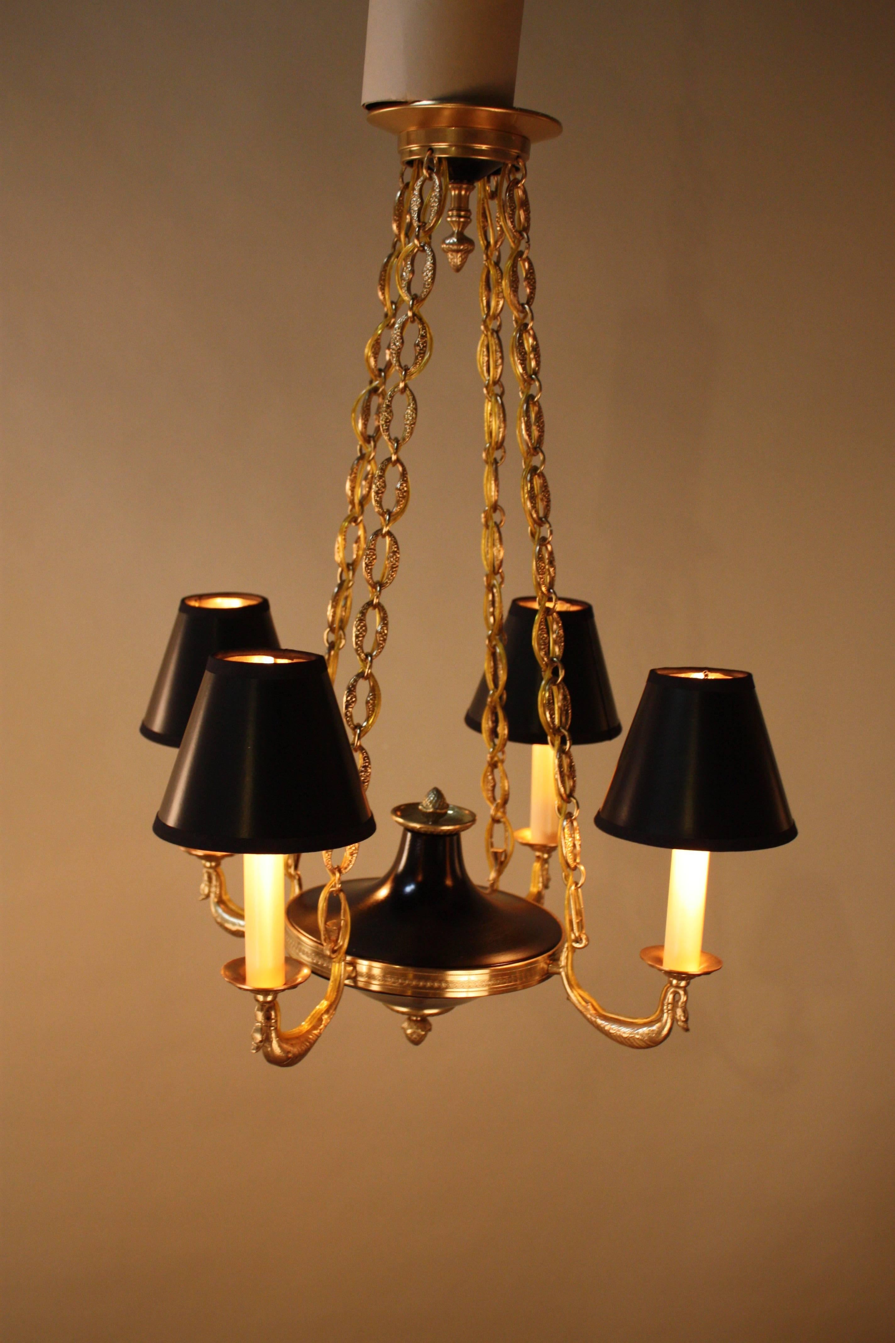 French Bronze Empire Style Chandelier 4