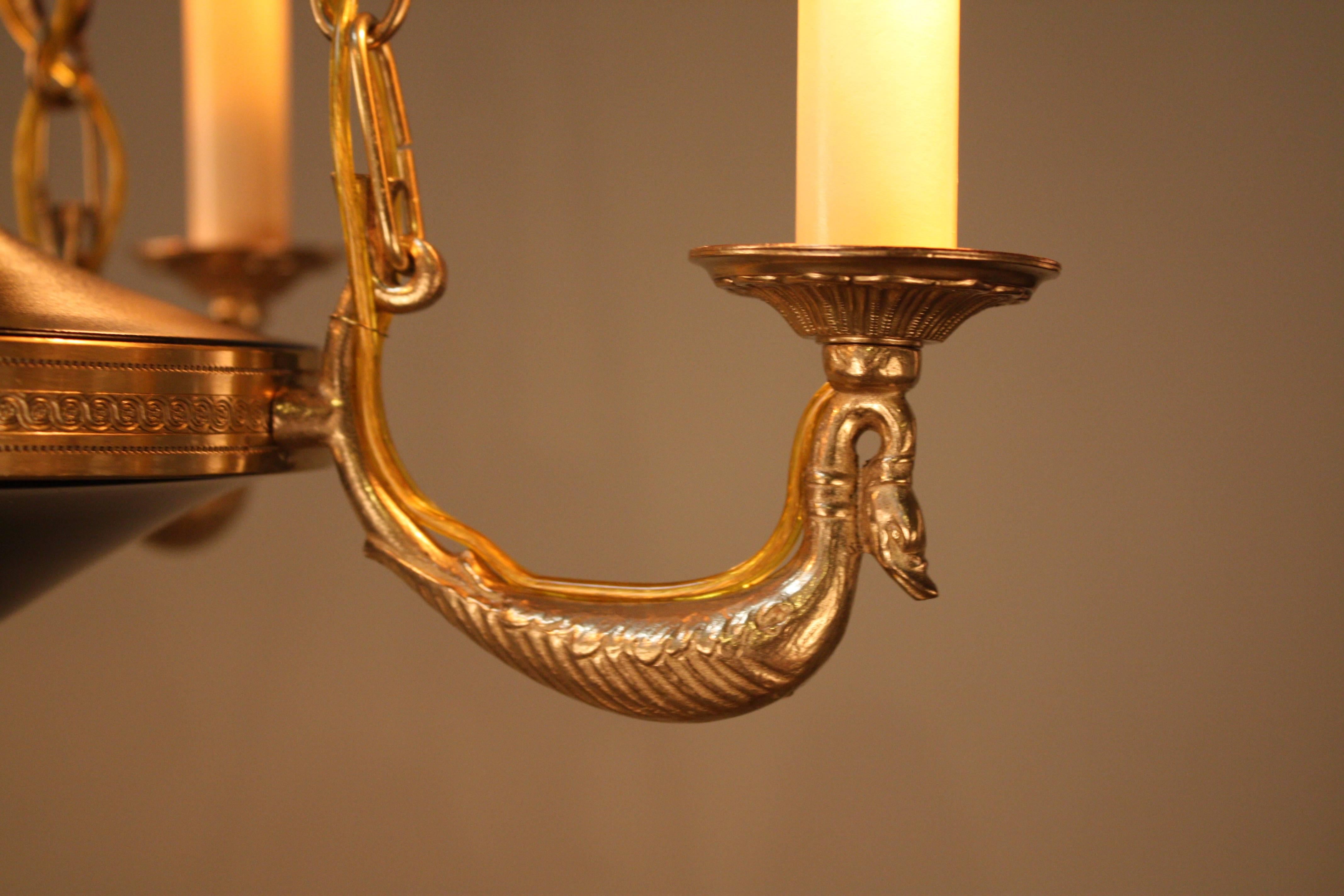 Lacquered French Bronze Empire Style Chandelier