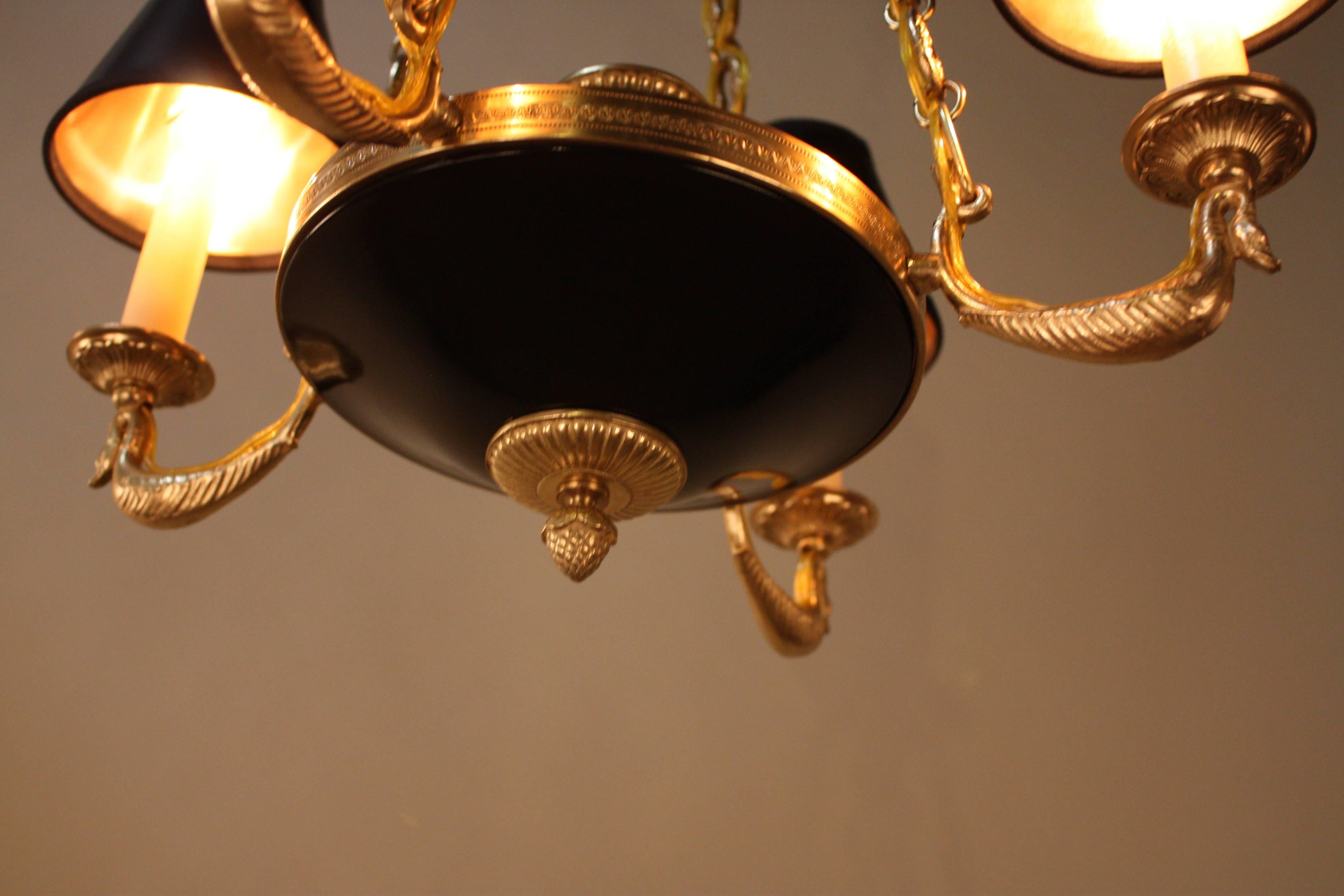 Mid-20th Century French Bronze Empire Style Chandelier