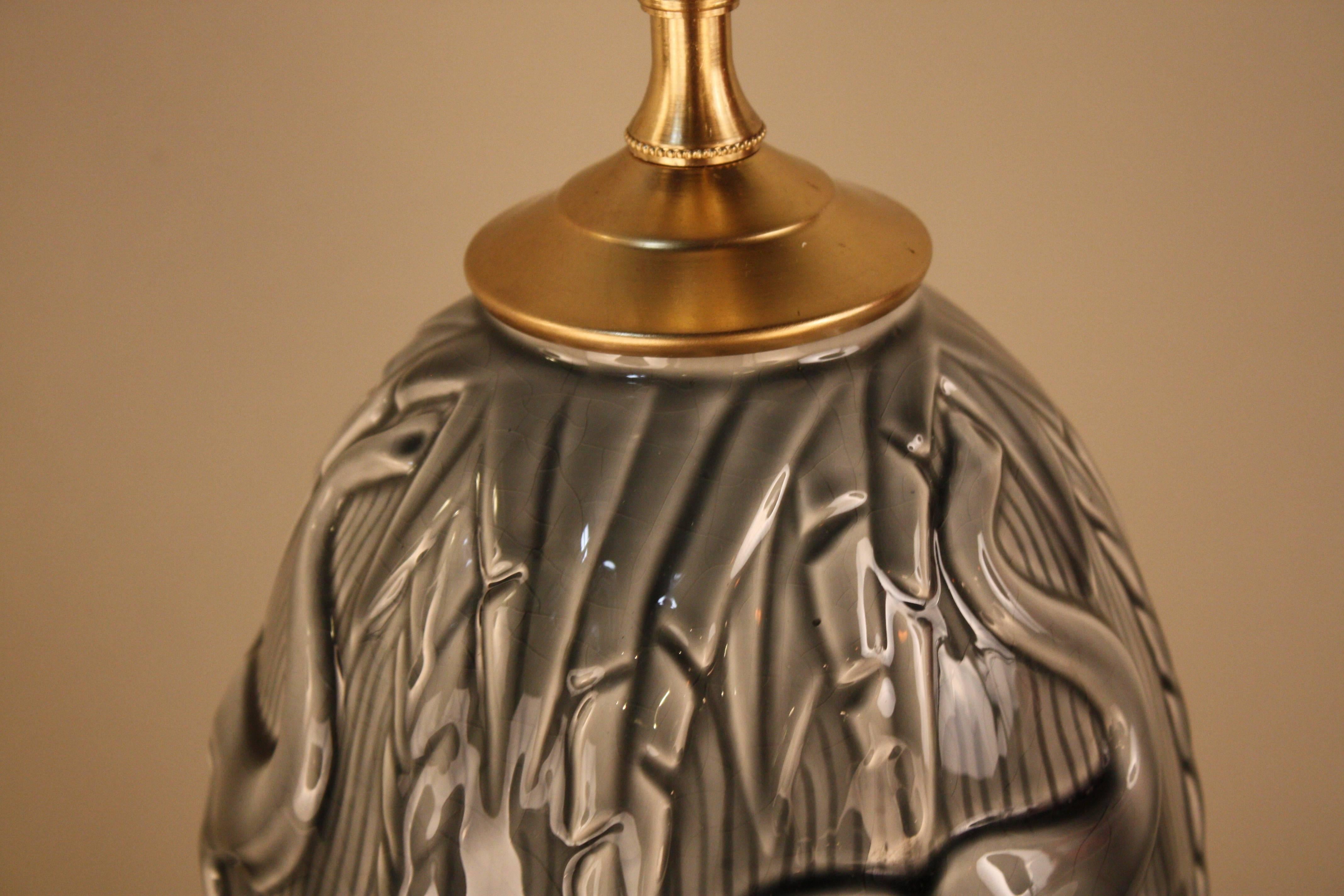 Mid-20th Century Elegant Pottery Table Lamp with Elephant Motif