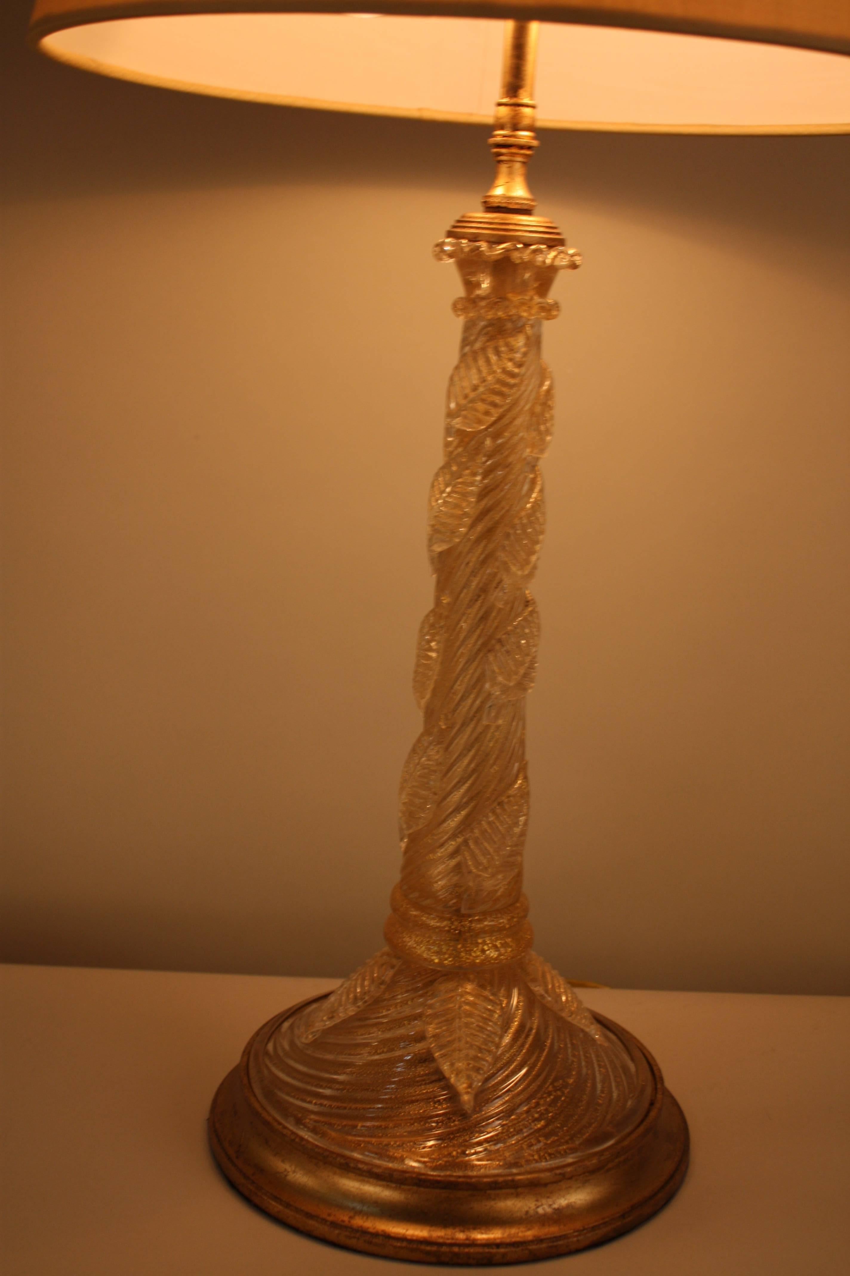 Midcentury Murano Glass Table Lamp In Good Condition In Fairfax, VA