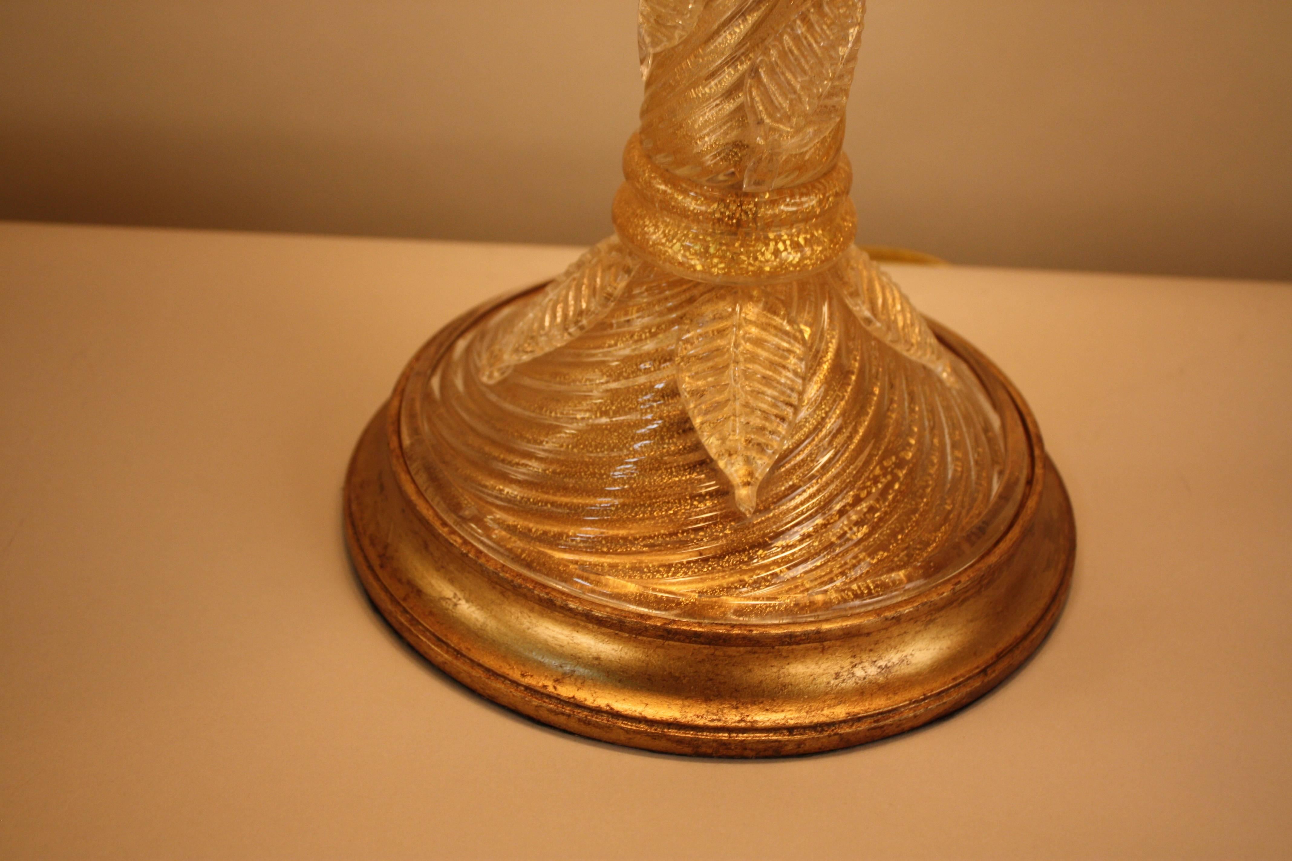 Woodwork Midcentury Murano Glass Table Lamp