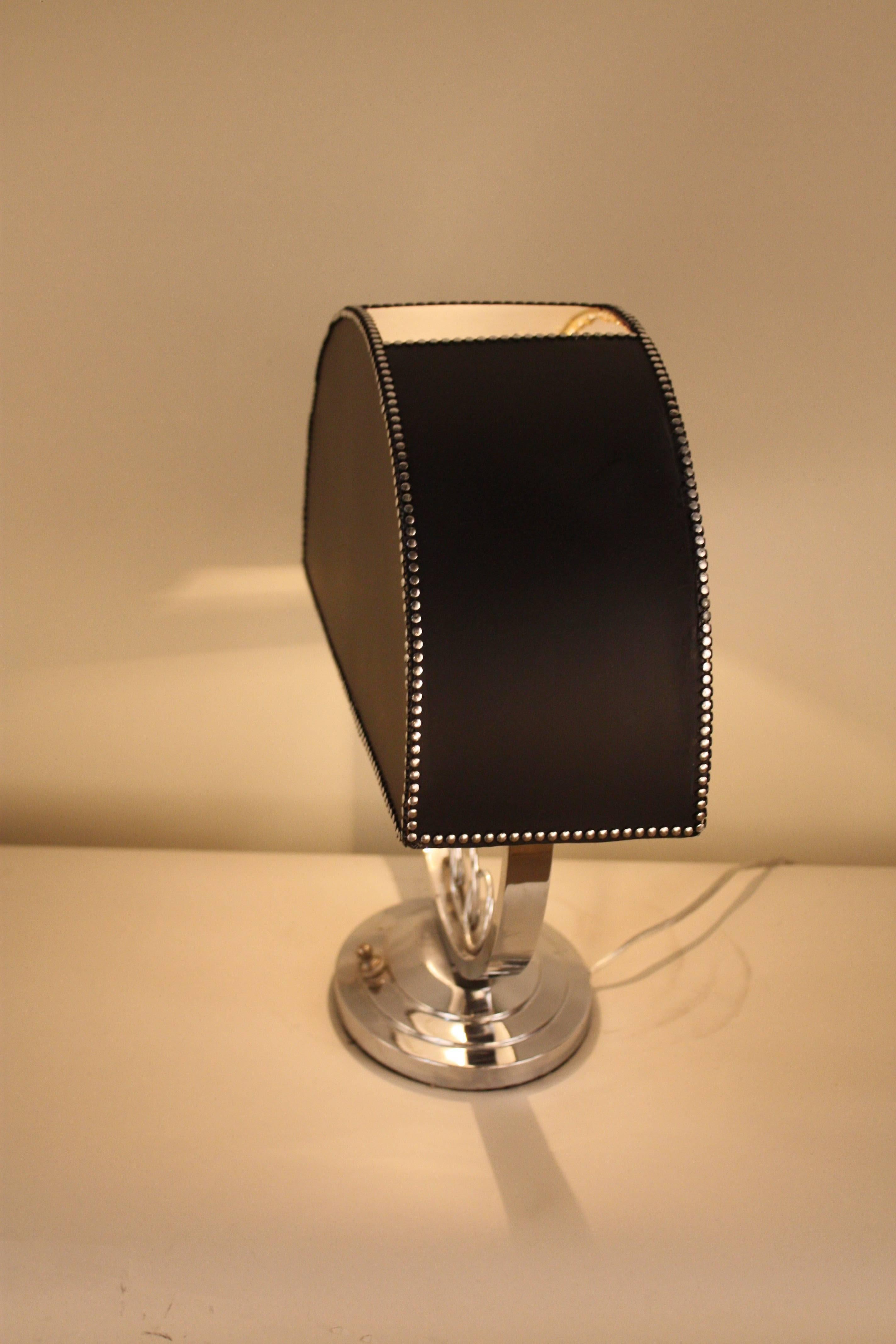 French Art Deco Nickel Desk Lamp 1