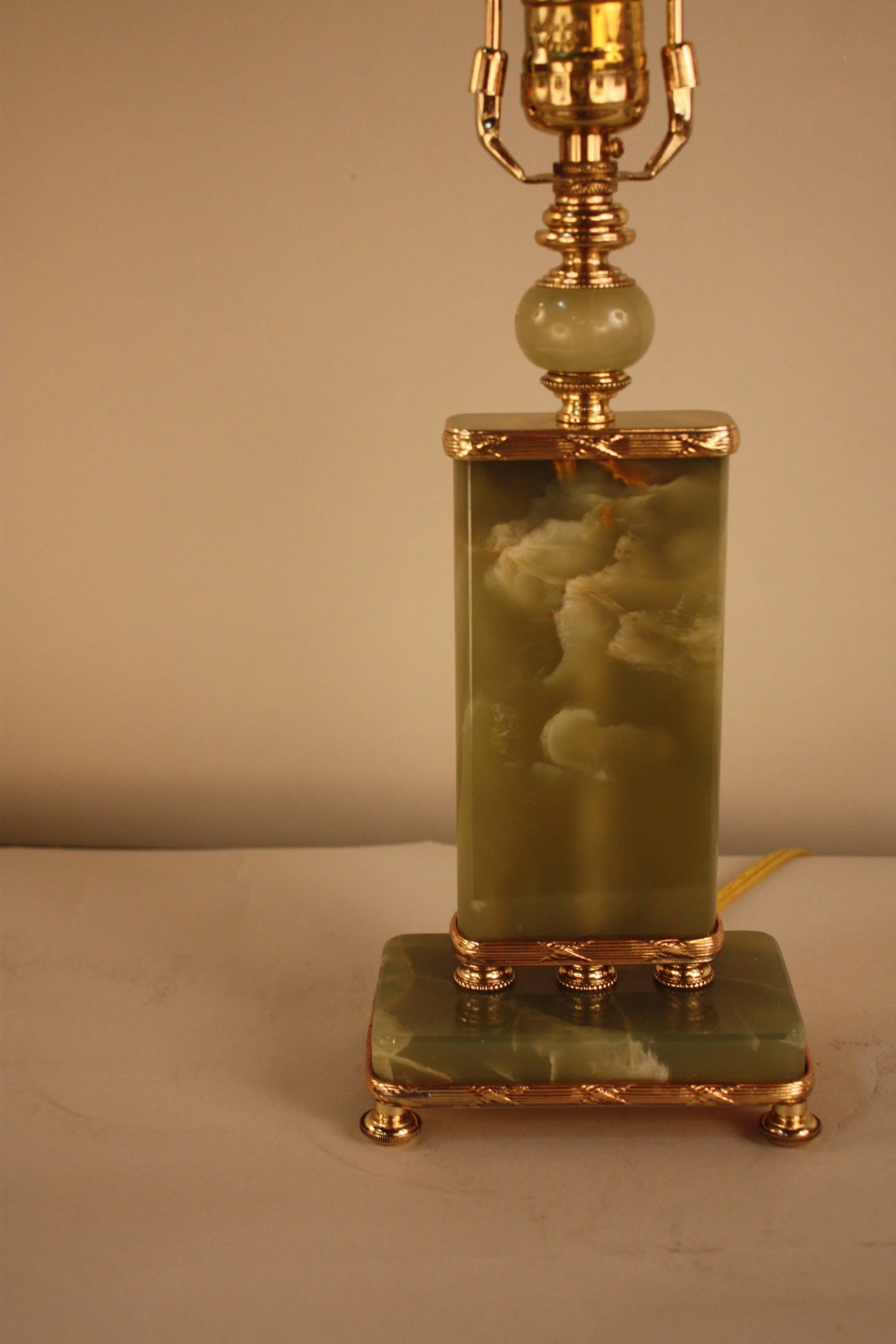 Mid-20th Century American Green Onyx Art Deco Table Lamp