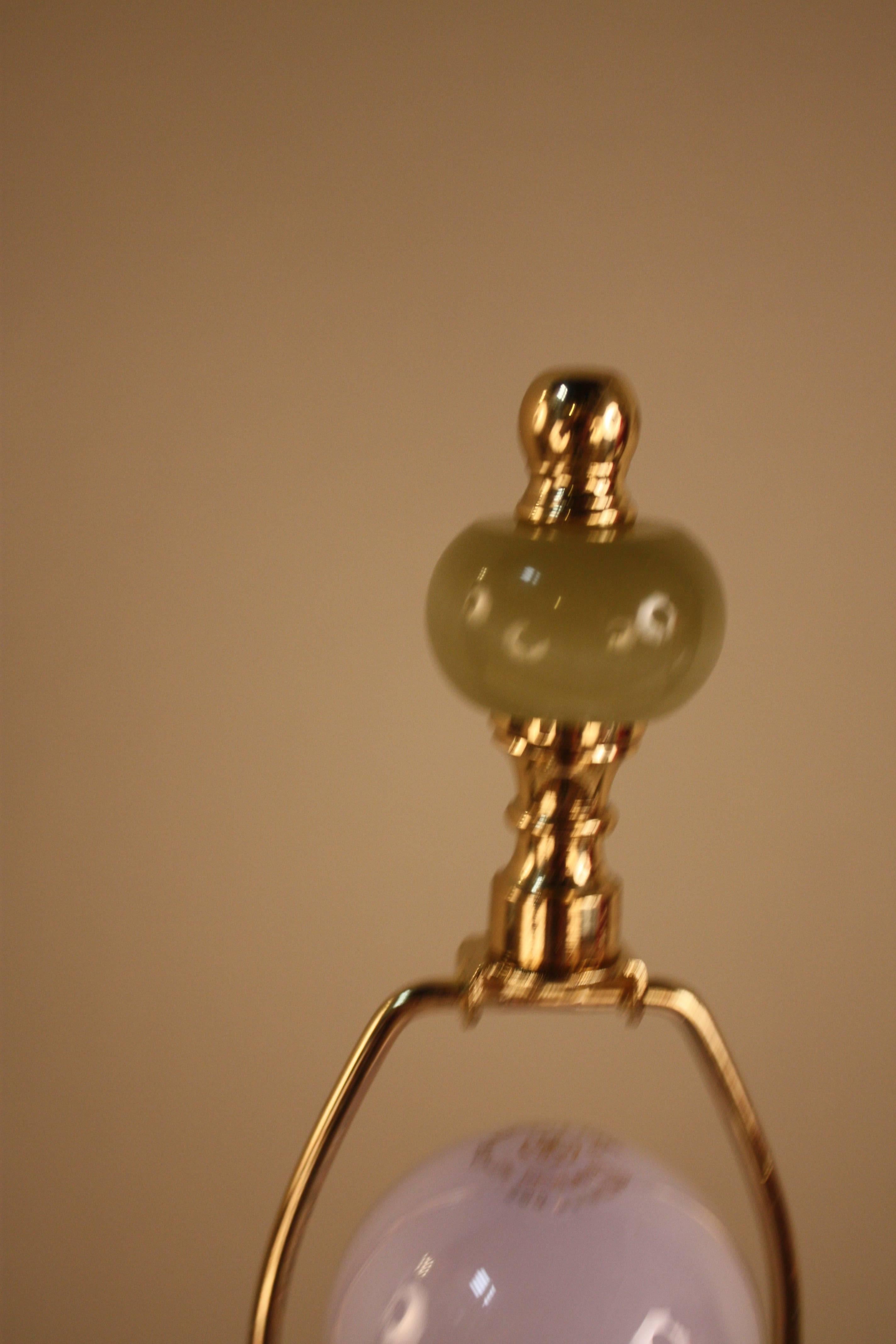 Brass American Green Onyx Art Deco Table Lamp