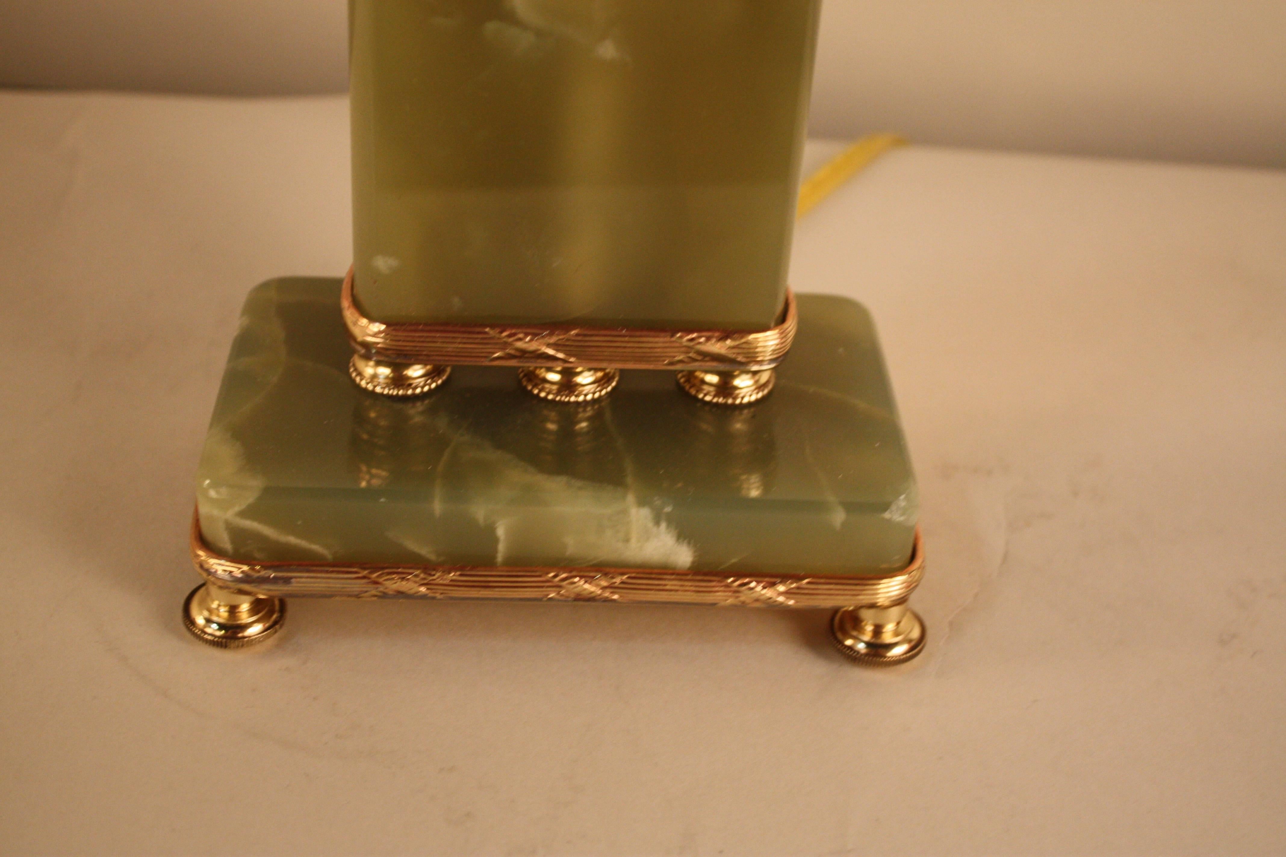 American Green Onyx Art Deco Table Lamp 1