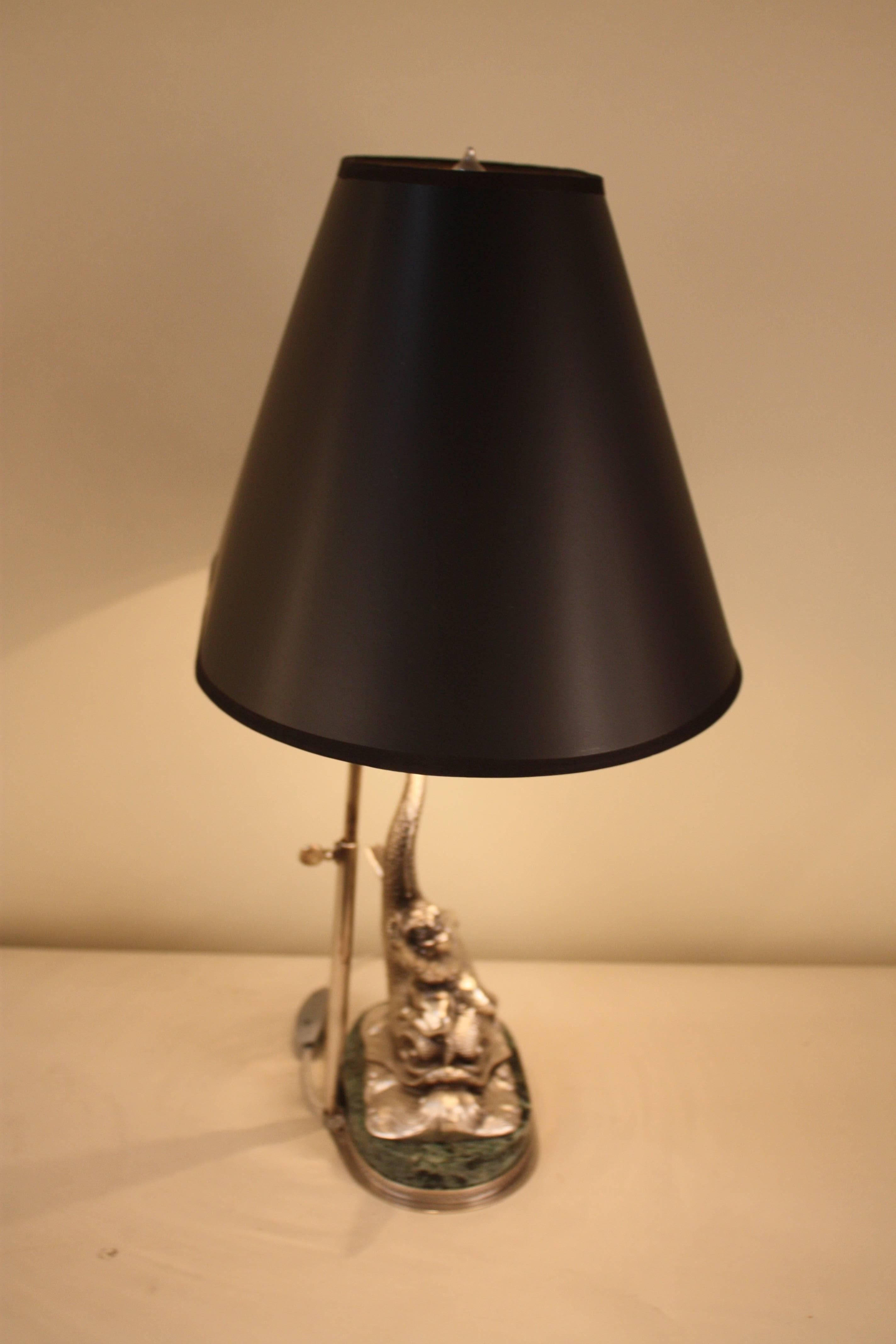 Silver Statue Table Lamp, Boy on a Swimming Dolphin 2