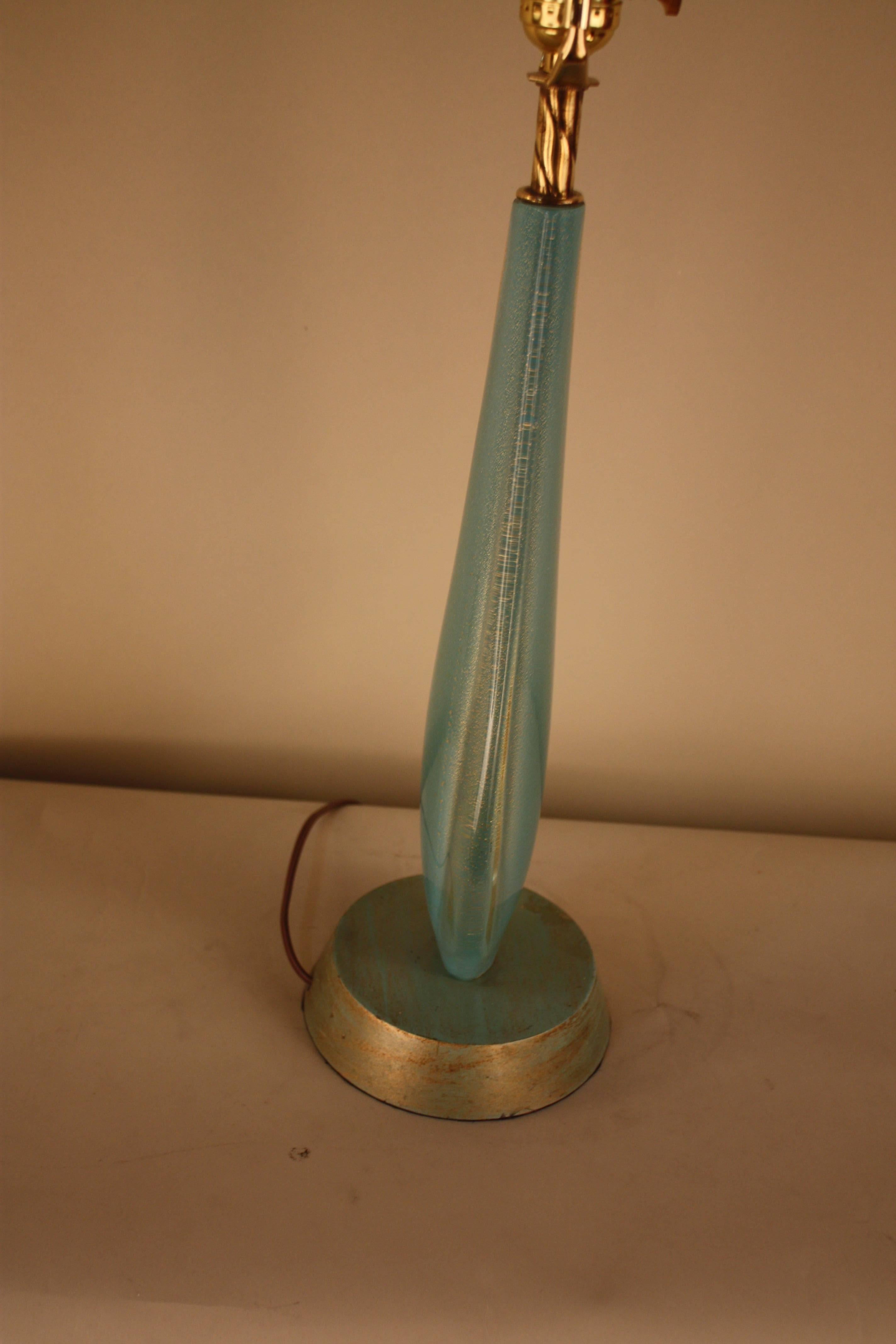 Cold-Painted 1970s Murano Glass Table Lamp