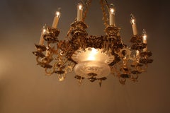 French 19th Century Electrified Bronze Candelabra Chandelier