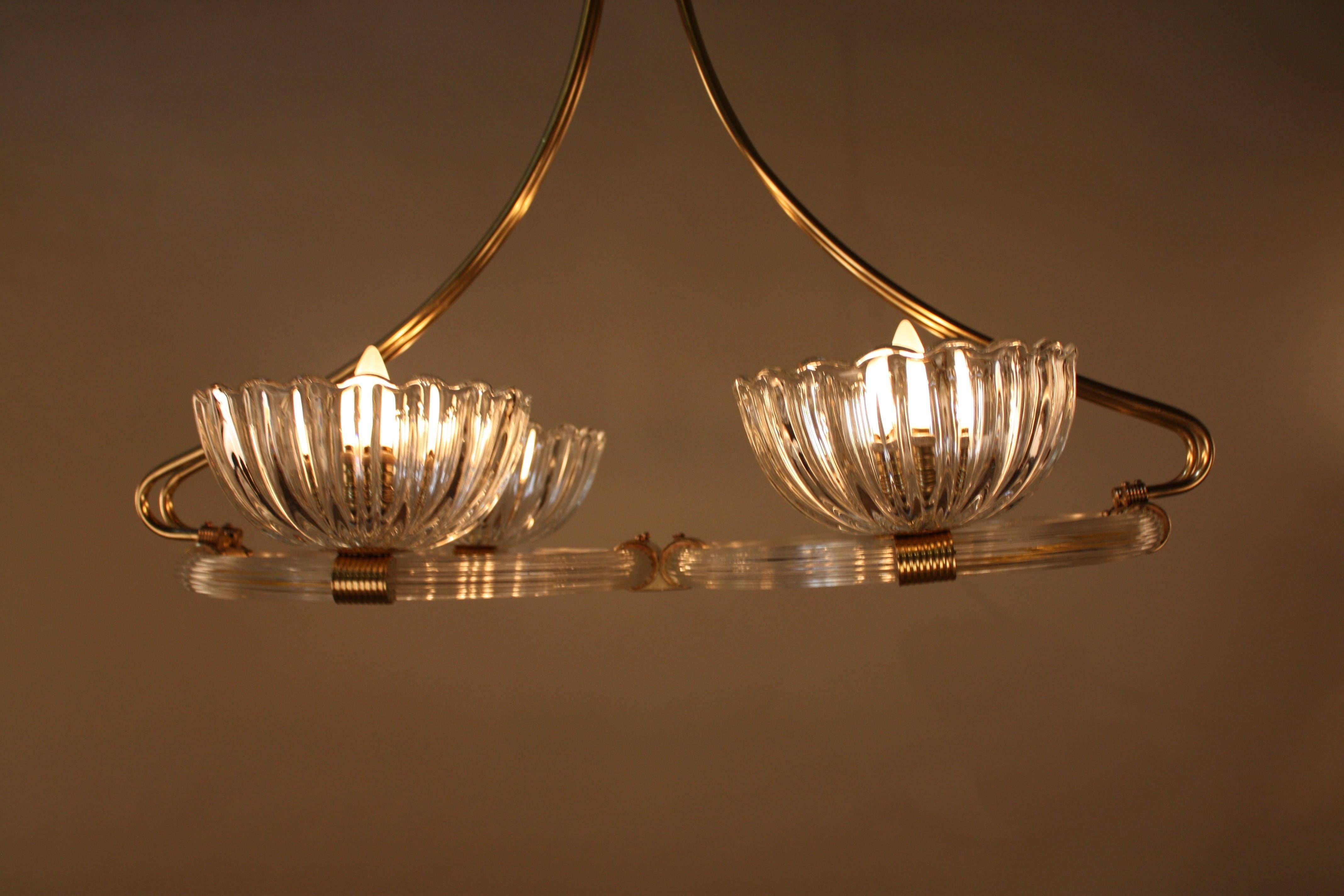 Italian Glass and Bronze Chandelier by Barovier e Toso 2