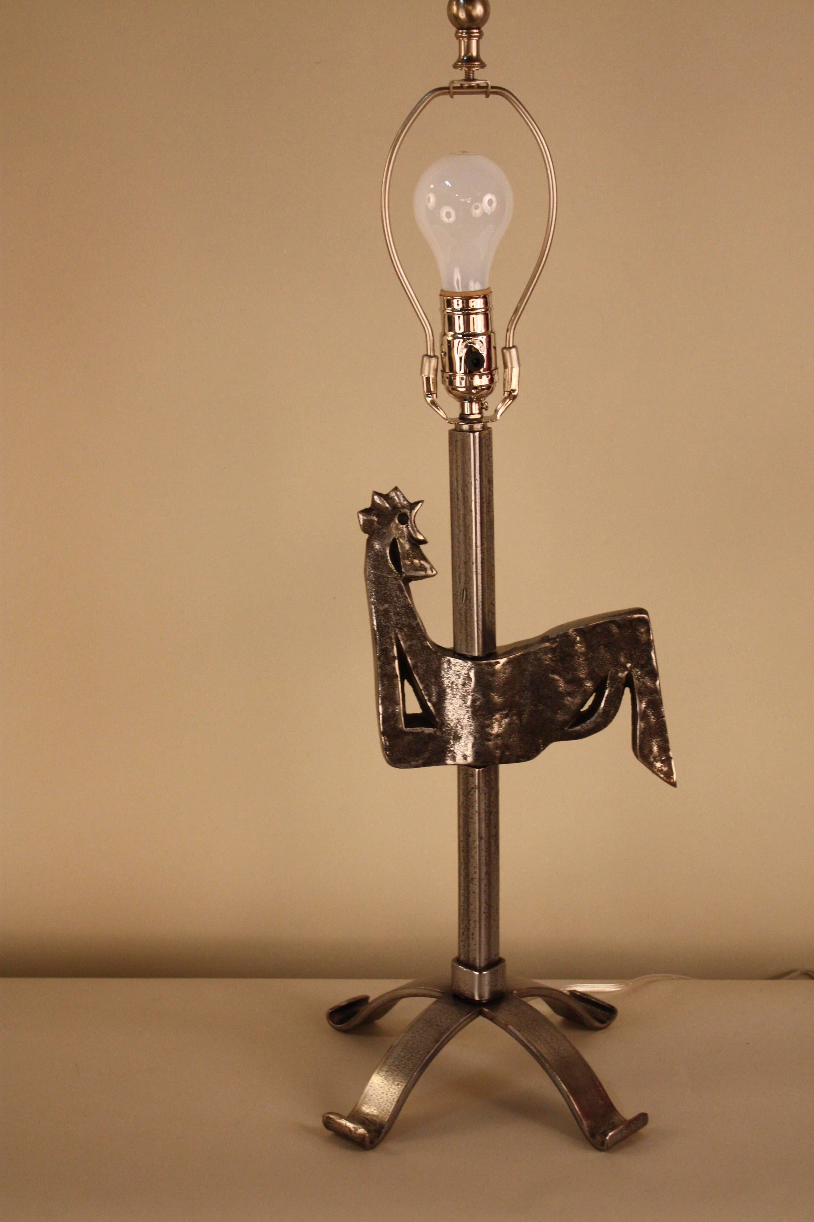 French Cubic Sculpture of Rooster Table Lamp 3