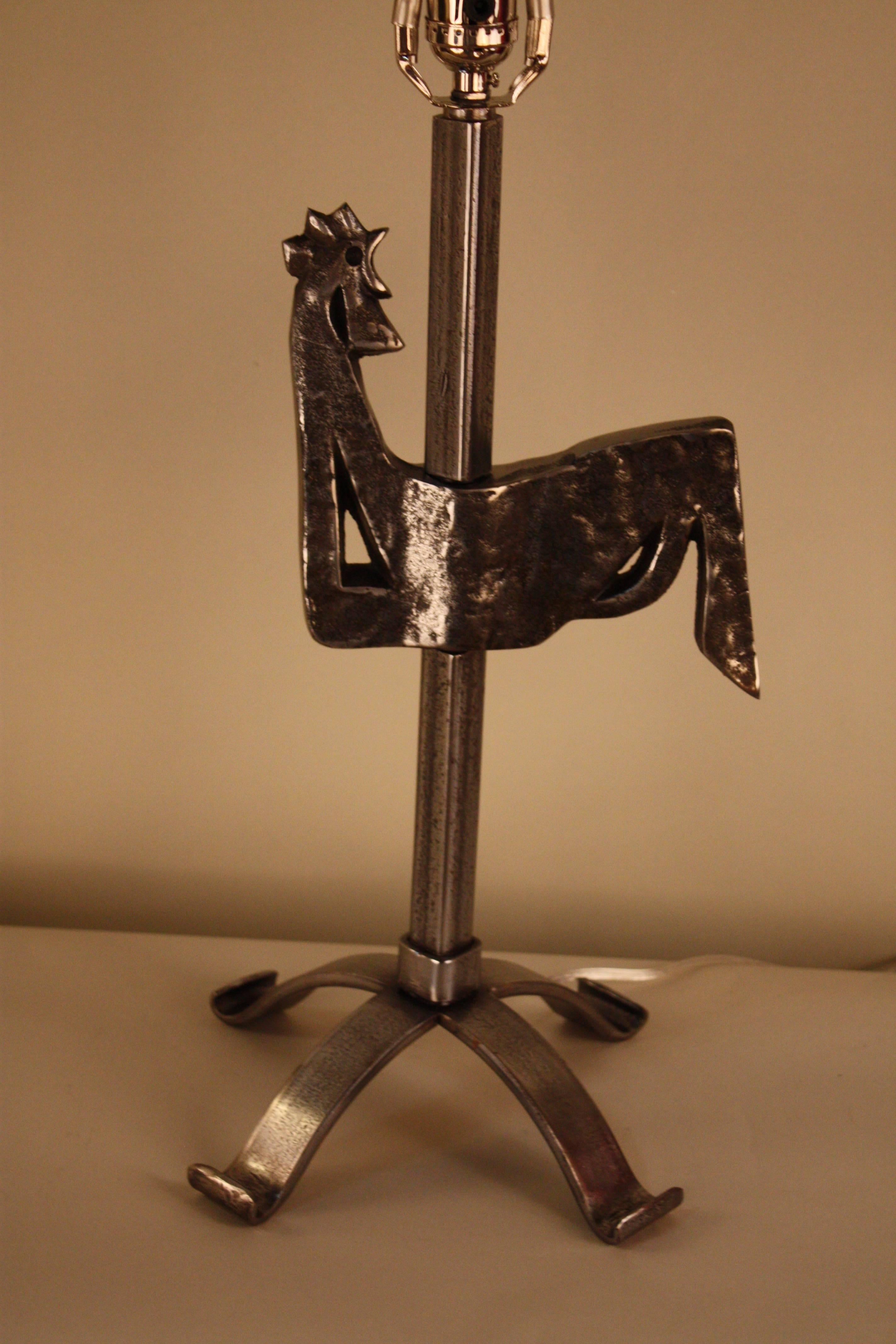 French Cubic Sculpture of Rooster Table Lamp 4