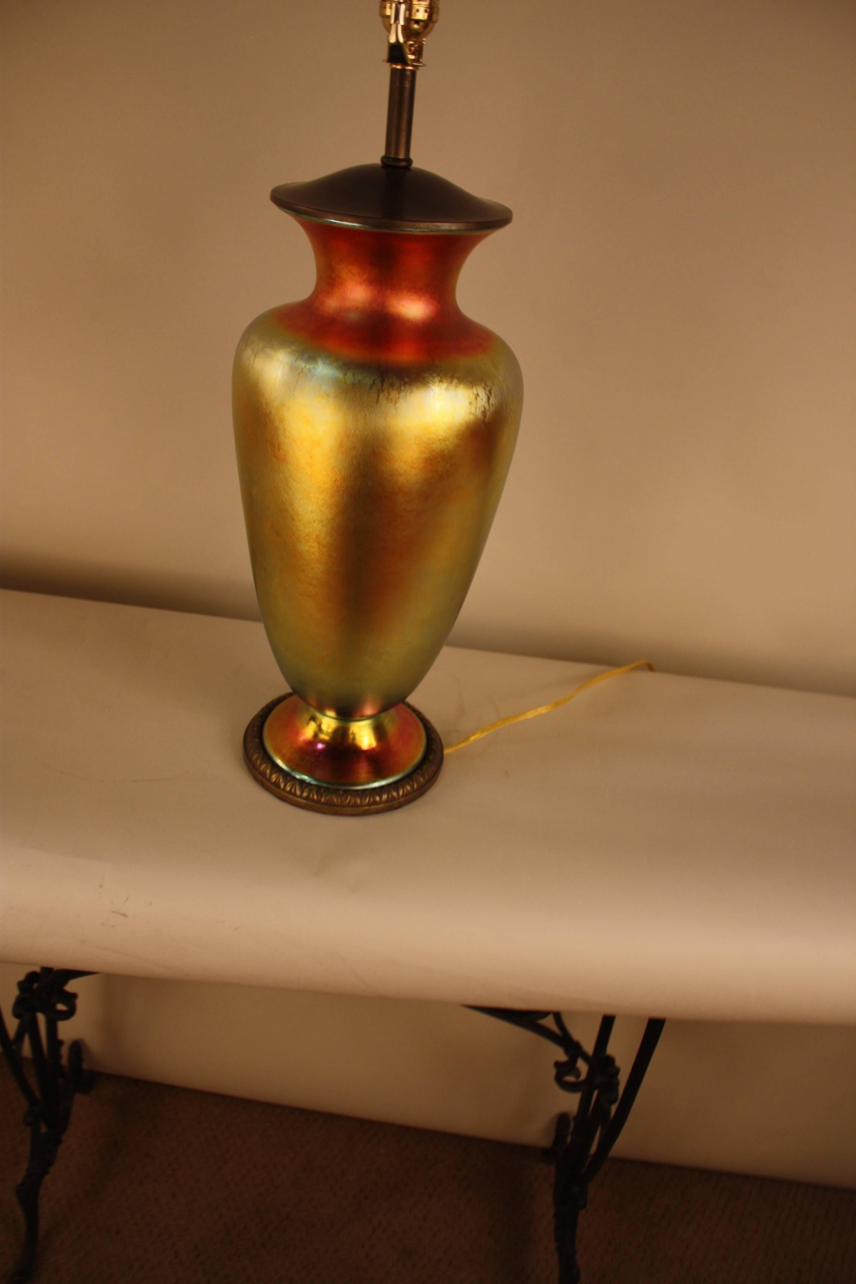 Art Nouveau Steuben Aurene Art Glass Table Lamp