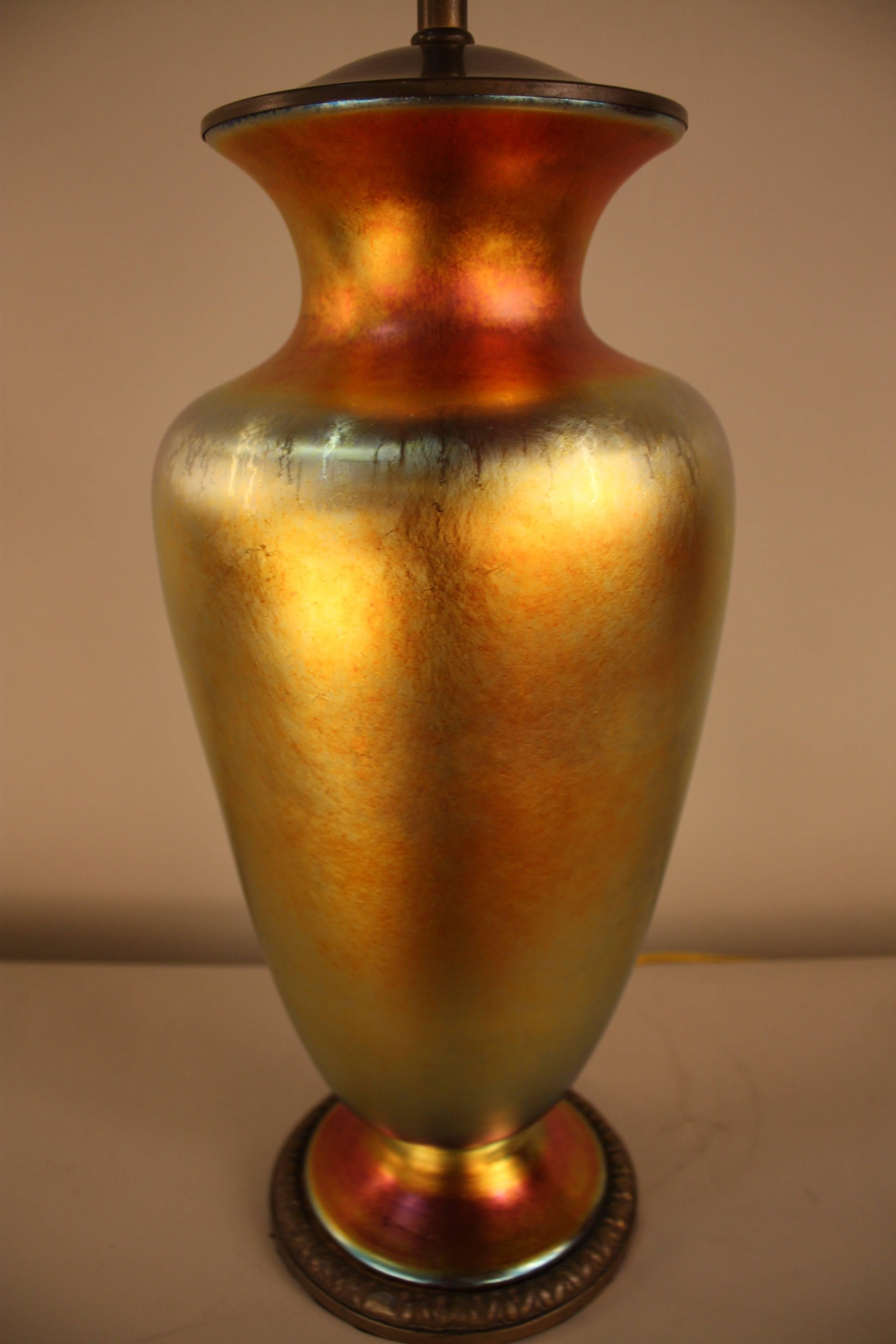 Steuben Aurene Art Glass Table Lamp In Good Condition In Fairfax, VA