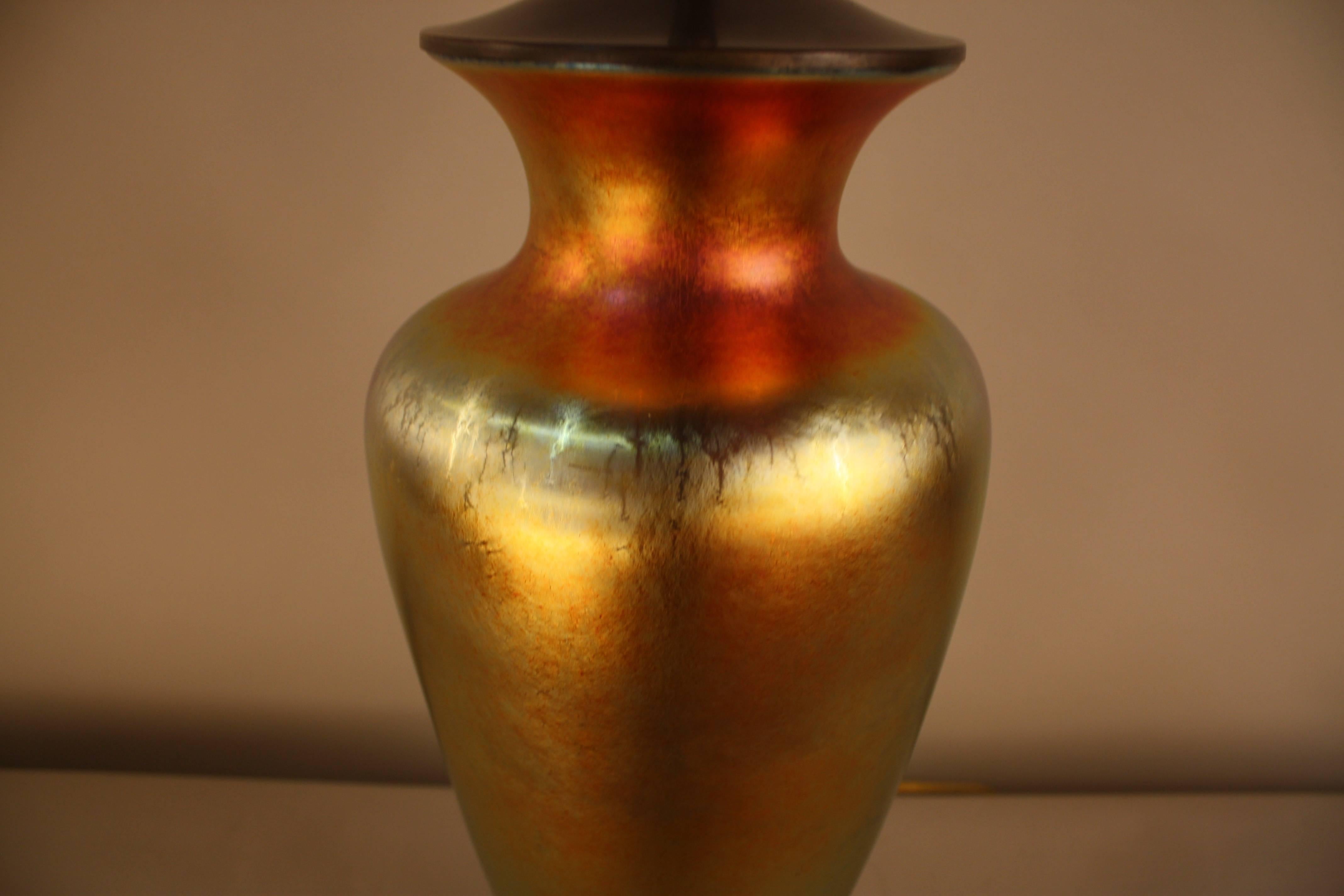 American Steuben Aurene Art Glass Table Lamp