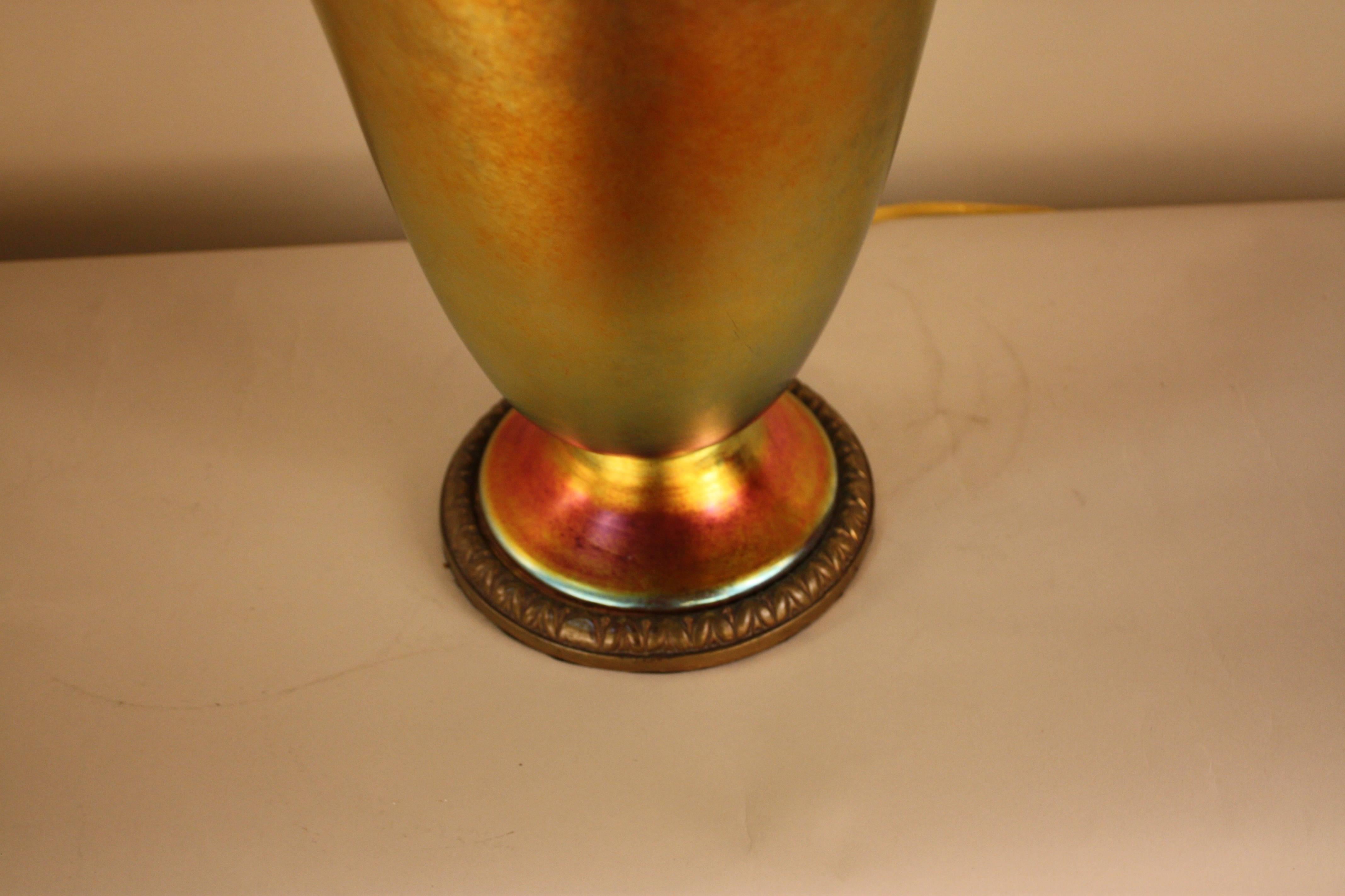 Early 20th Century Steuben Aurene Art Glass Table Lamp