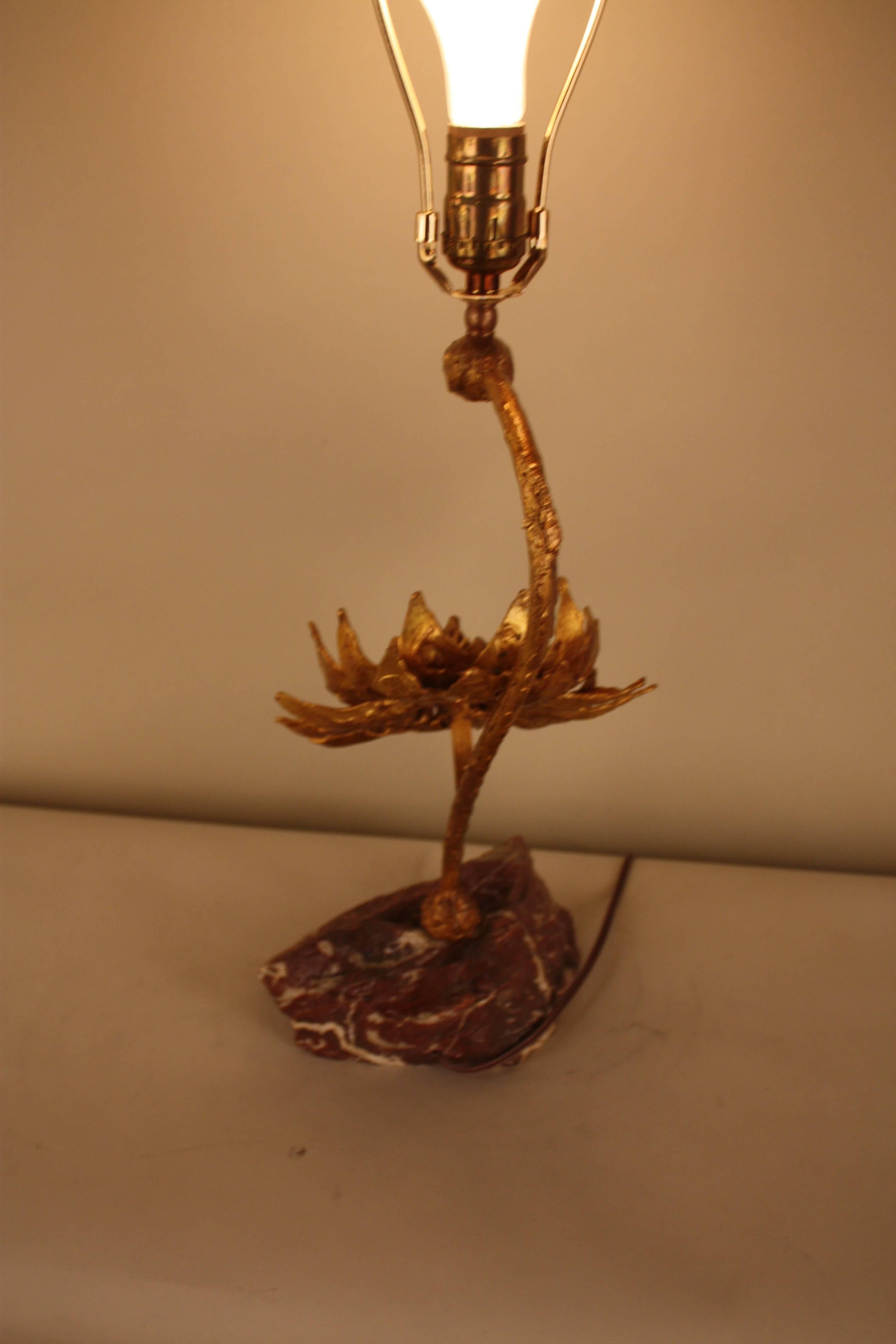 Late 20th Century French Handmade Gilt Bronze Sculpture Table Lamp