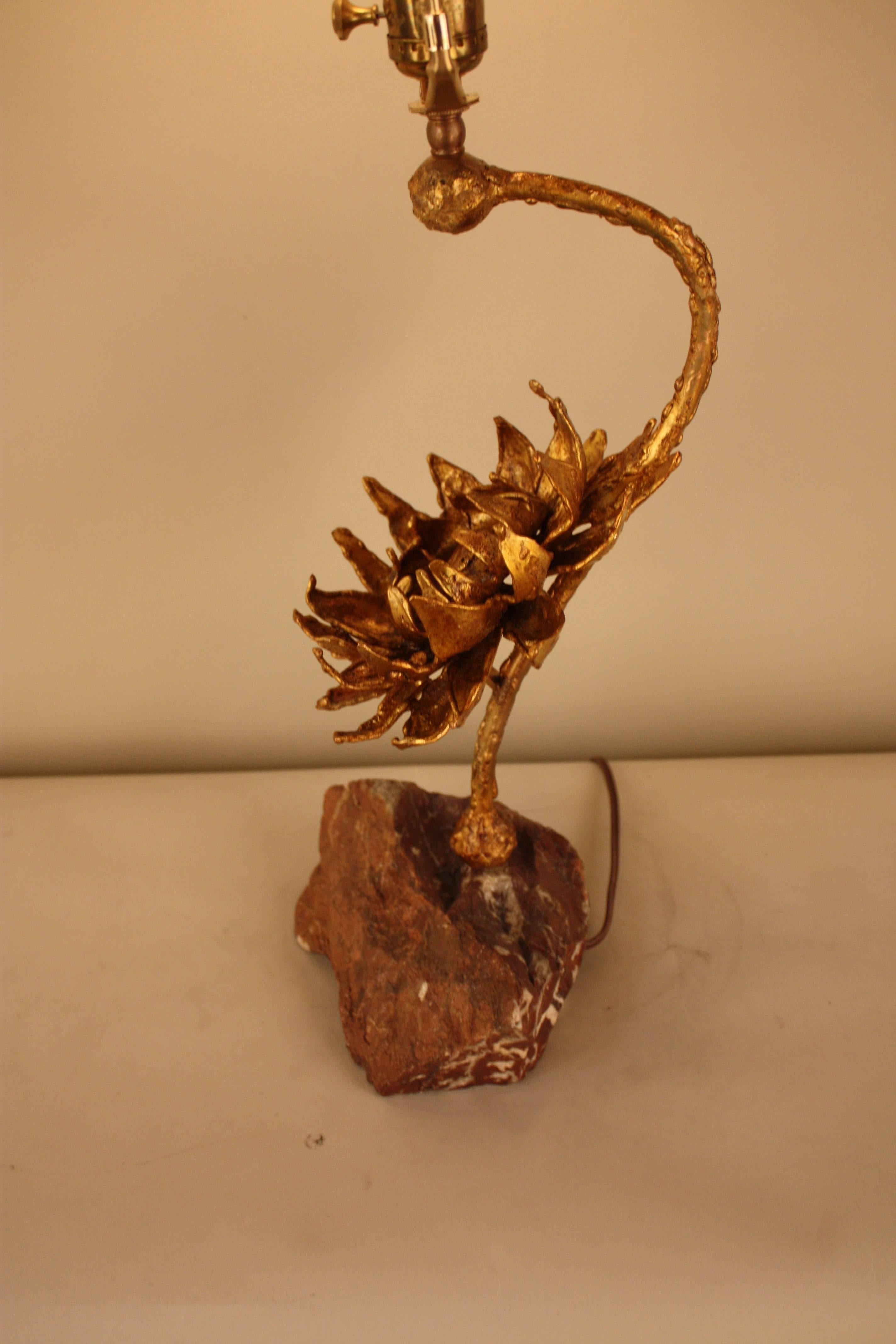 French Handmade Gilt Bronze Sculpture Table Lamp 1