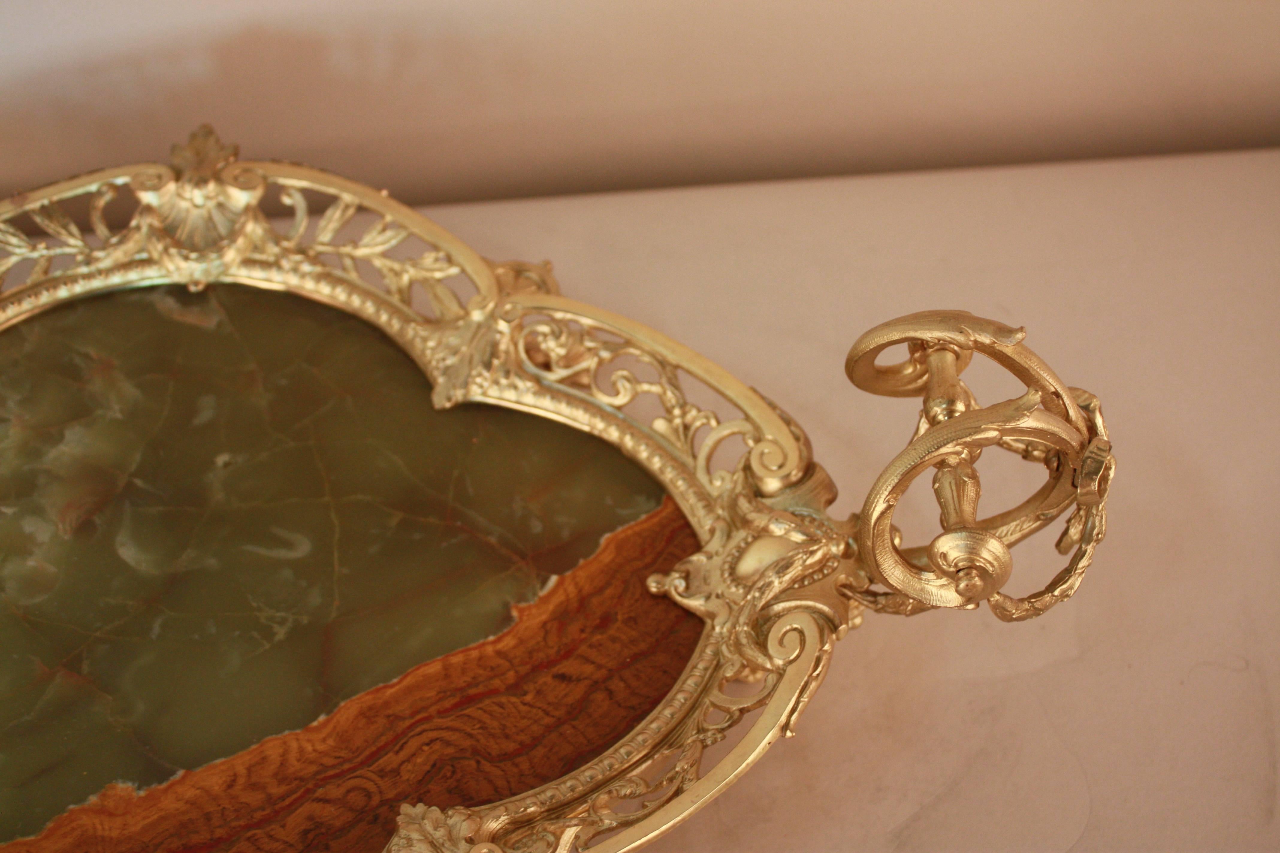 French Bronze and Onyx Tray Centerpiece In Good Condition In Fairfax, VA