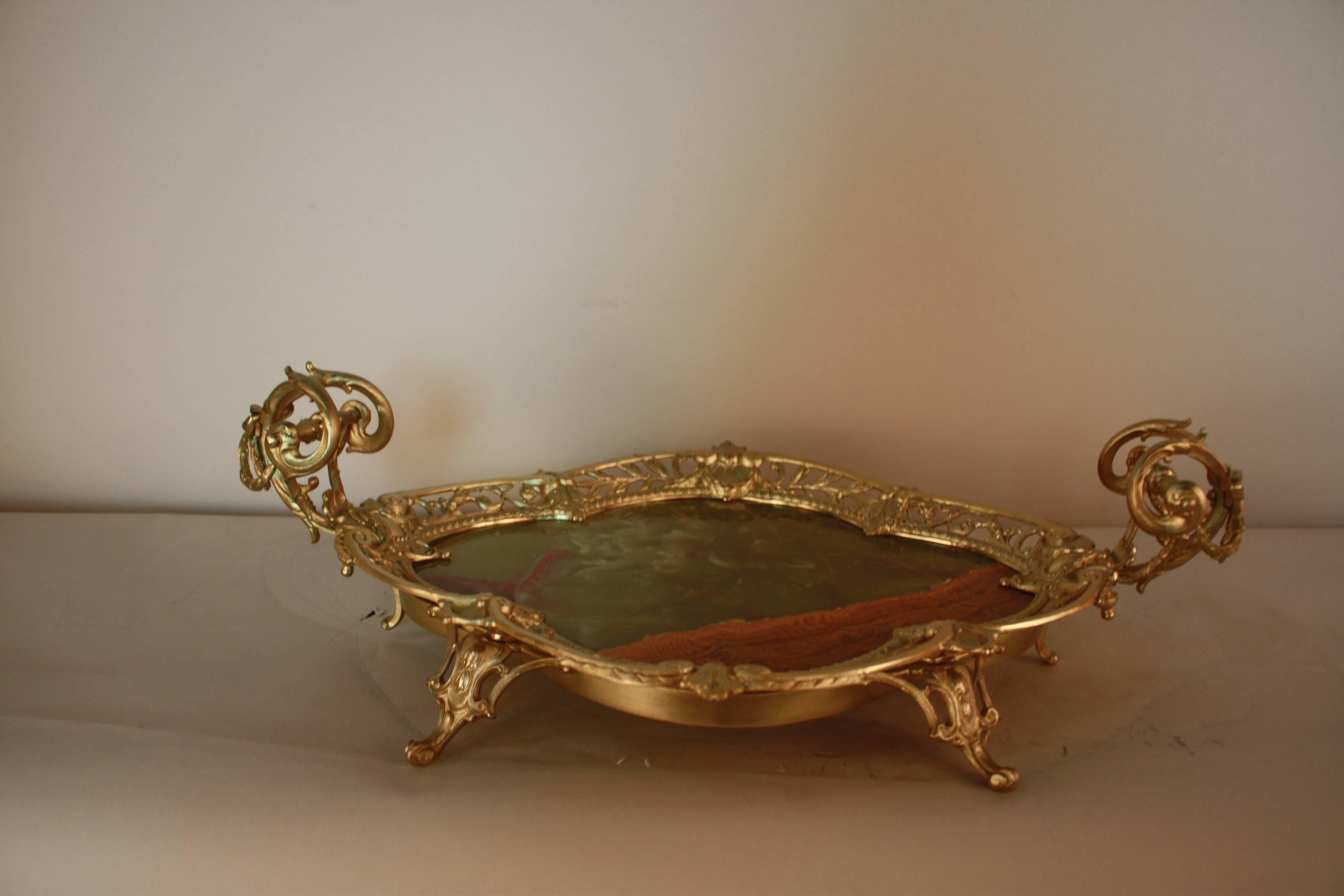 French Bronze and Onyx Tray Centerpiece 3