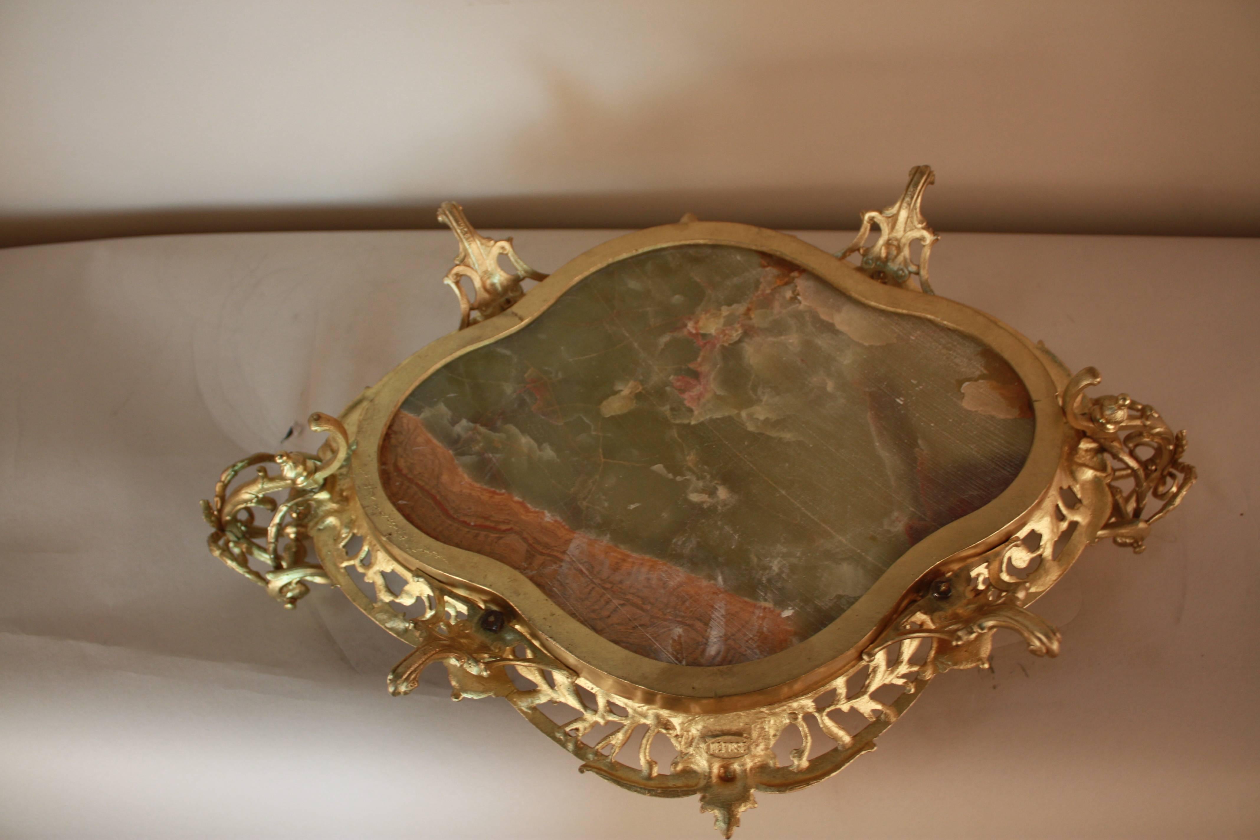 French Bronze and Onyx Tray Centerpiece 4