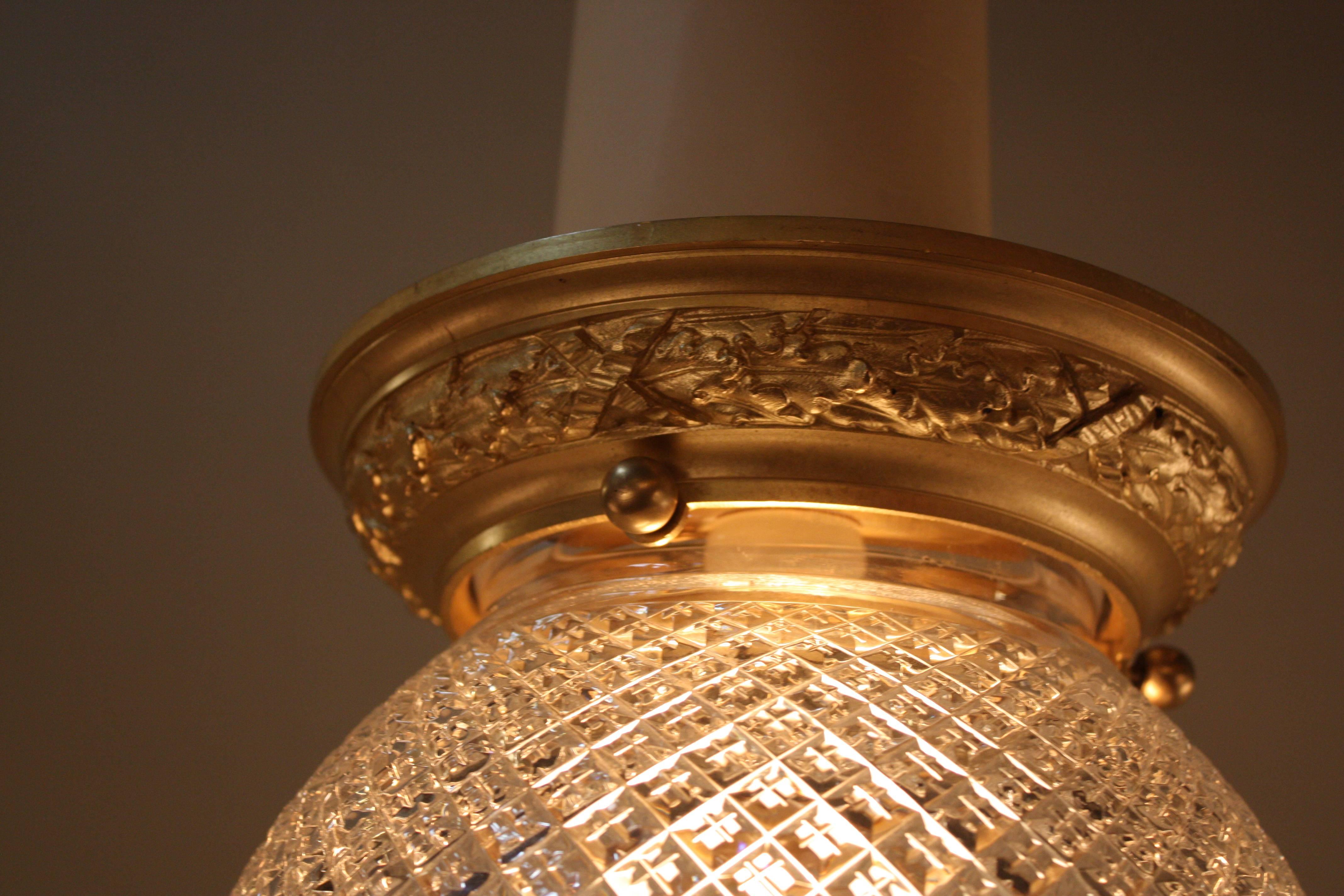 Cut Crystal and Bronze Flush Mount Light Fixture 3