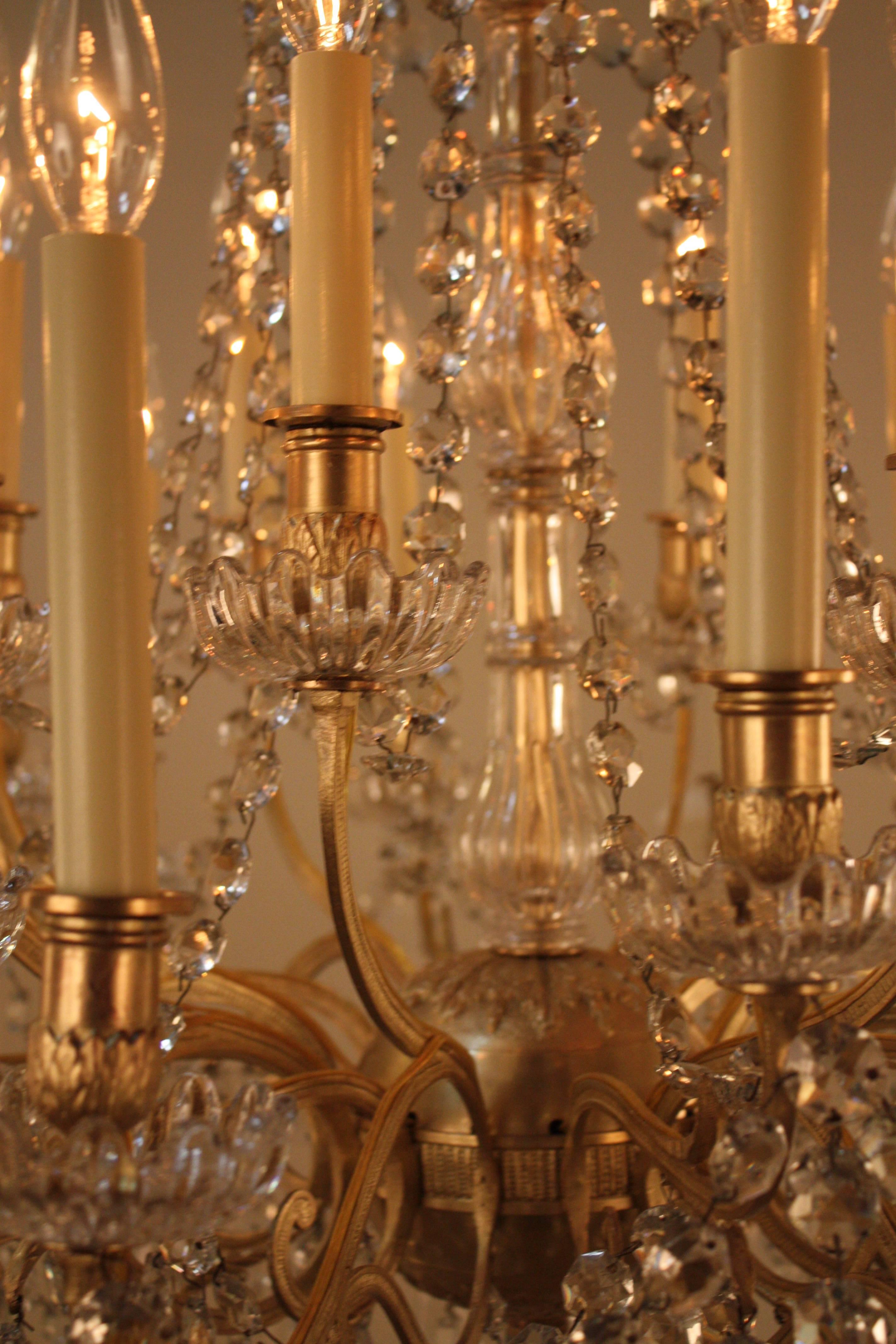 19th Century French Crystal and Bronze Chandelier by Baccarat 3