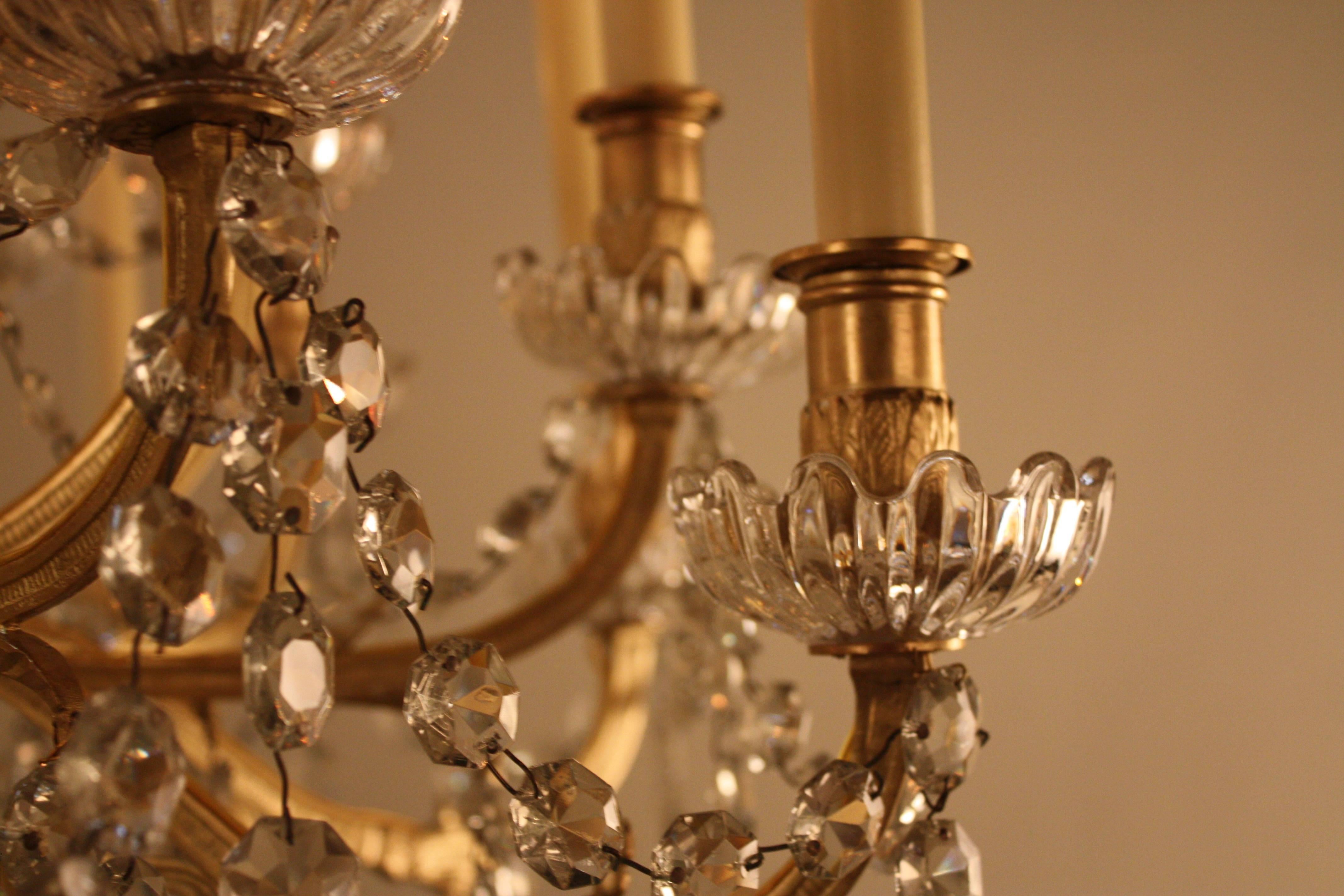 19th Century French Crystal and Bronze Chandelier by Baccarat 2