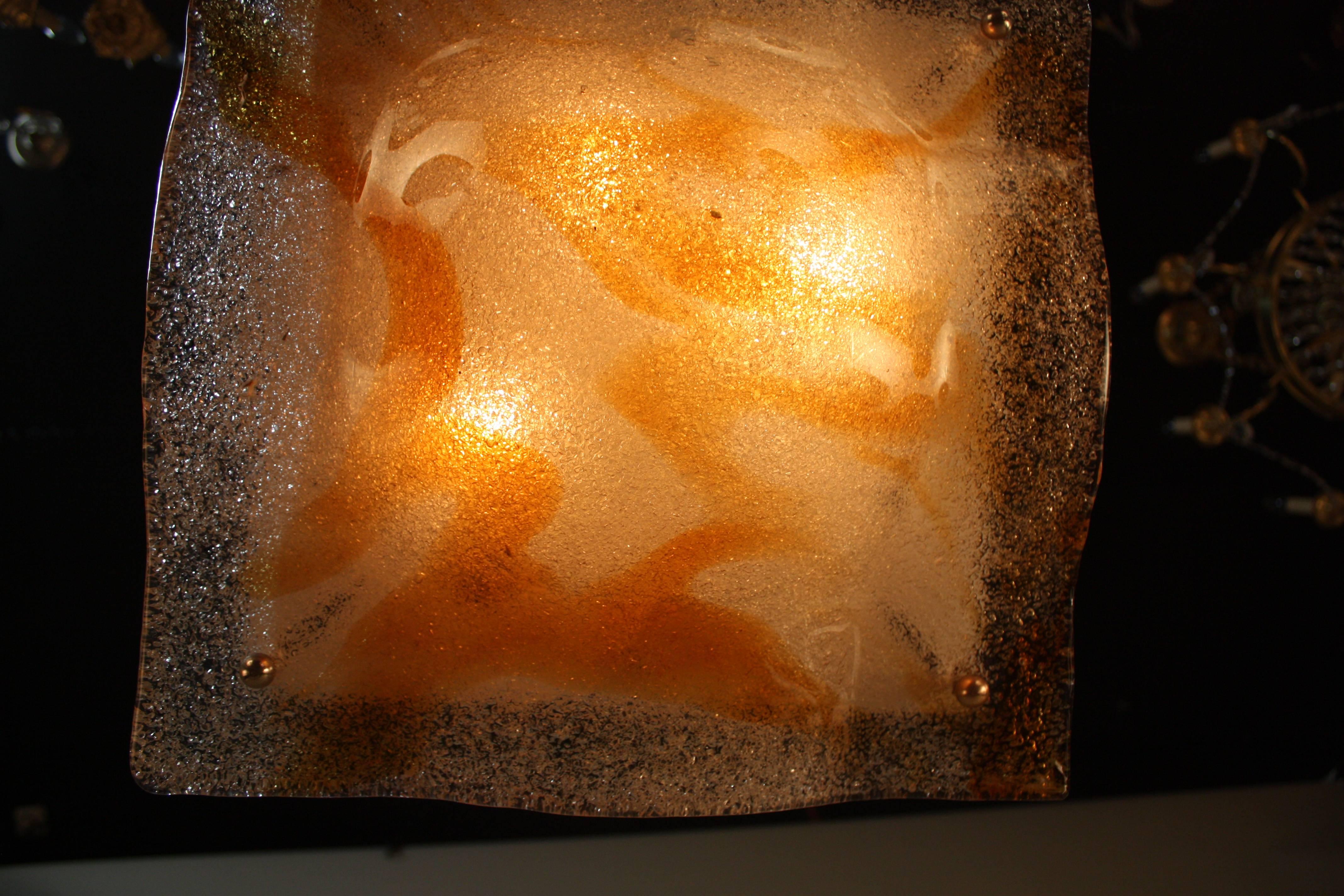 Lacquered Stunning Murano Glass Flush Mount Light