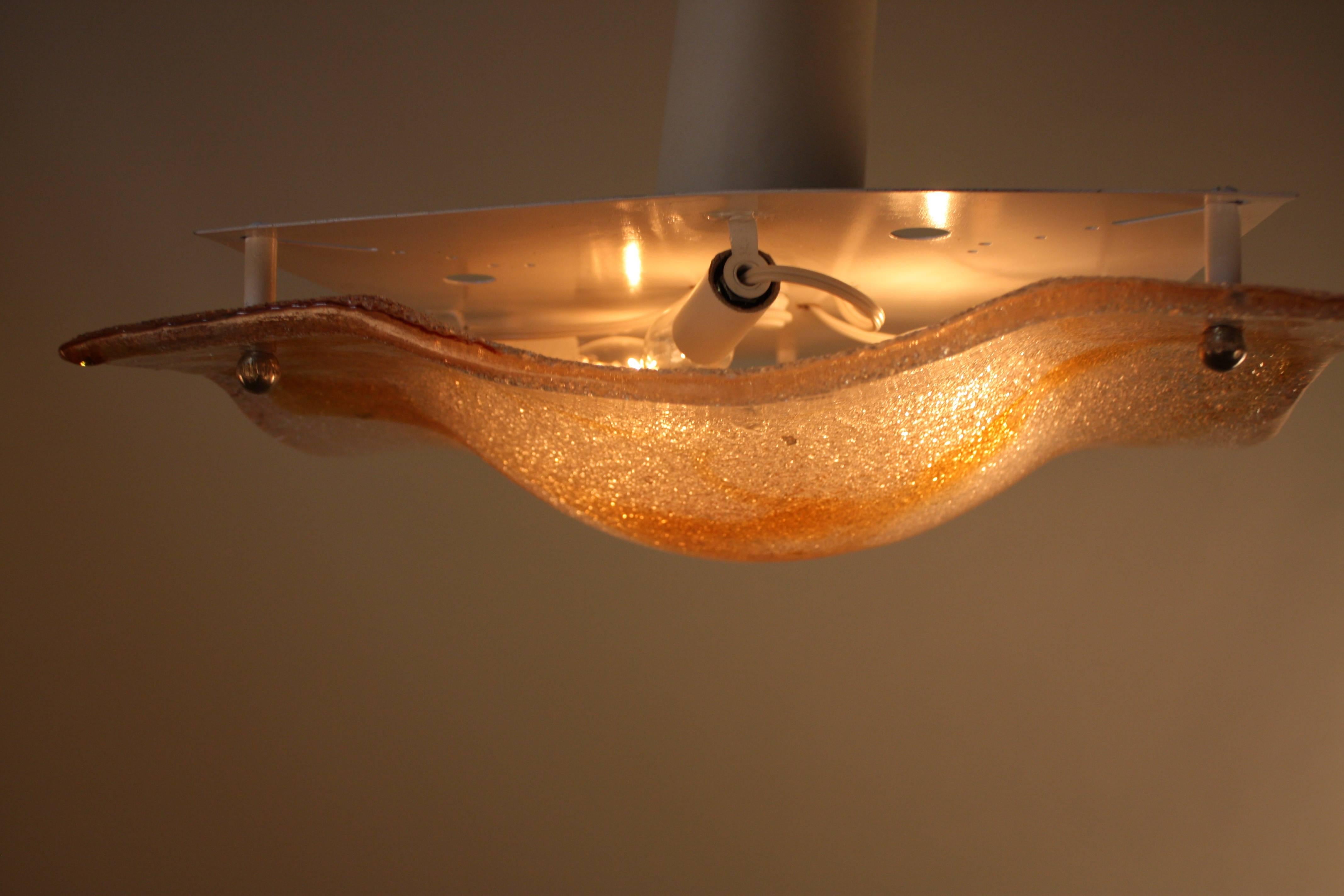 Stunning Murano Glass Flush Mount Light In Good Condition In Fairfax, VA