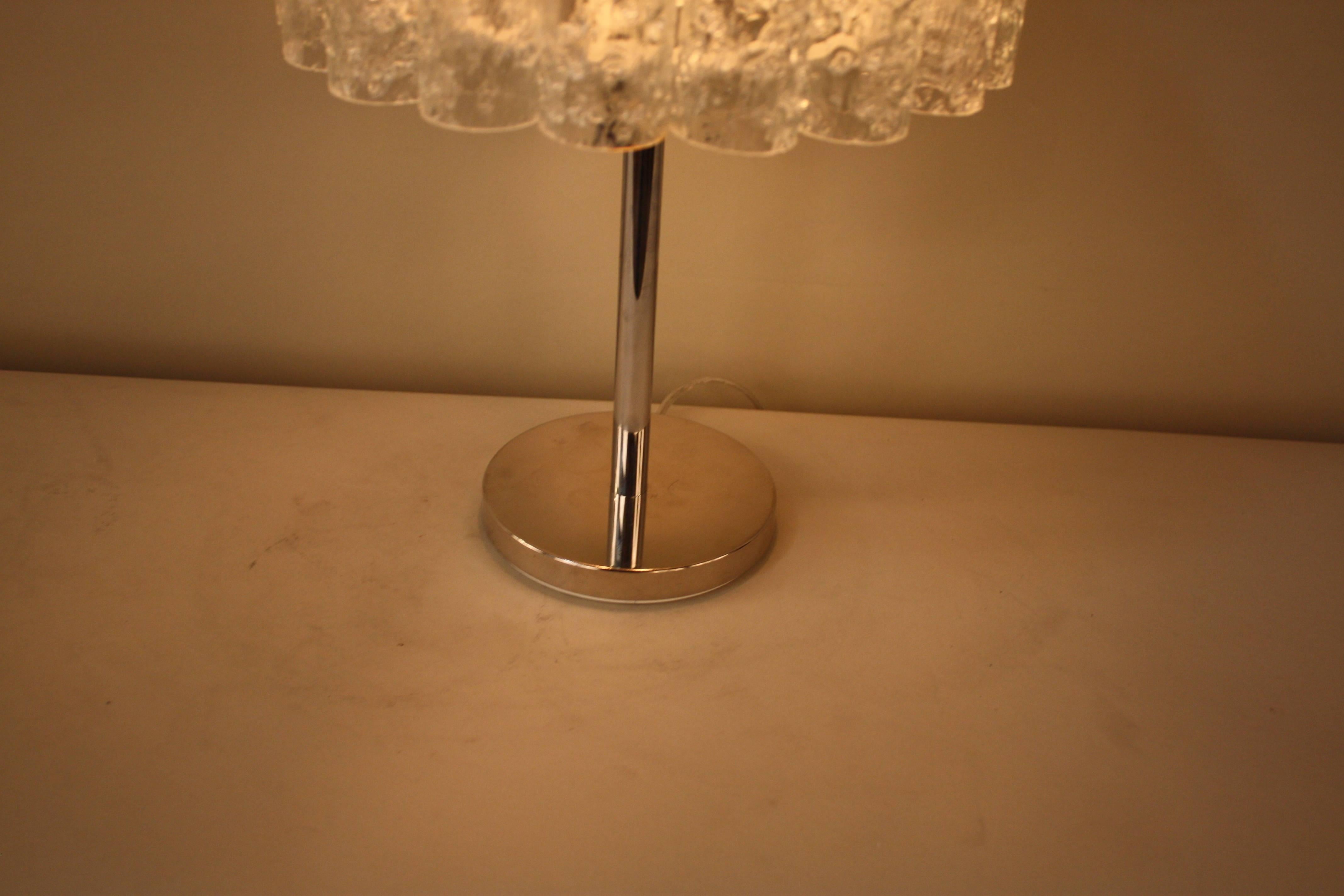 Modern Pair of Texture Glass Table Lamps by Doria