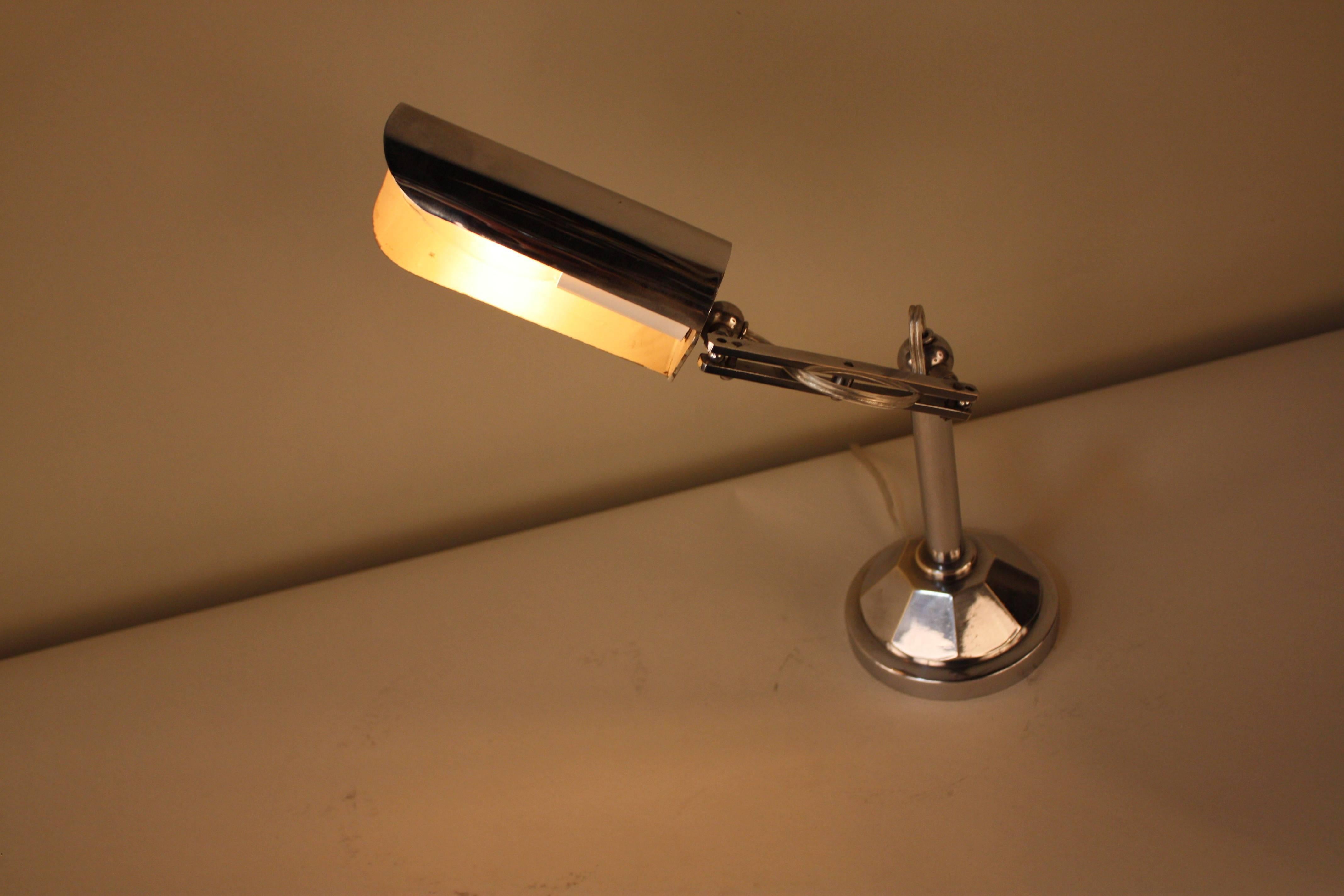 French Art Deco Adjustable Chrome Desk Lamp 2
