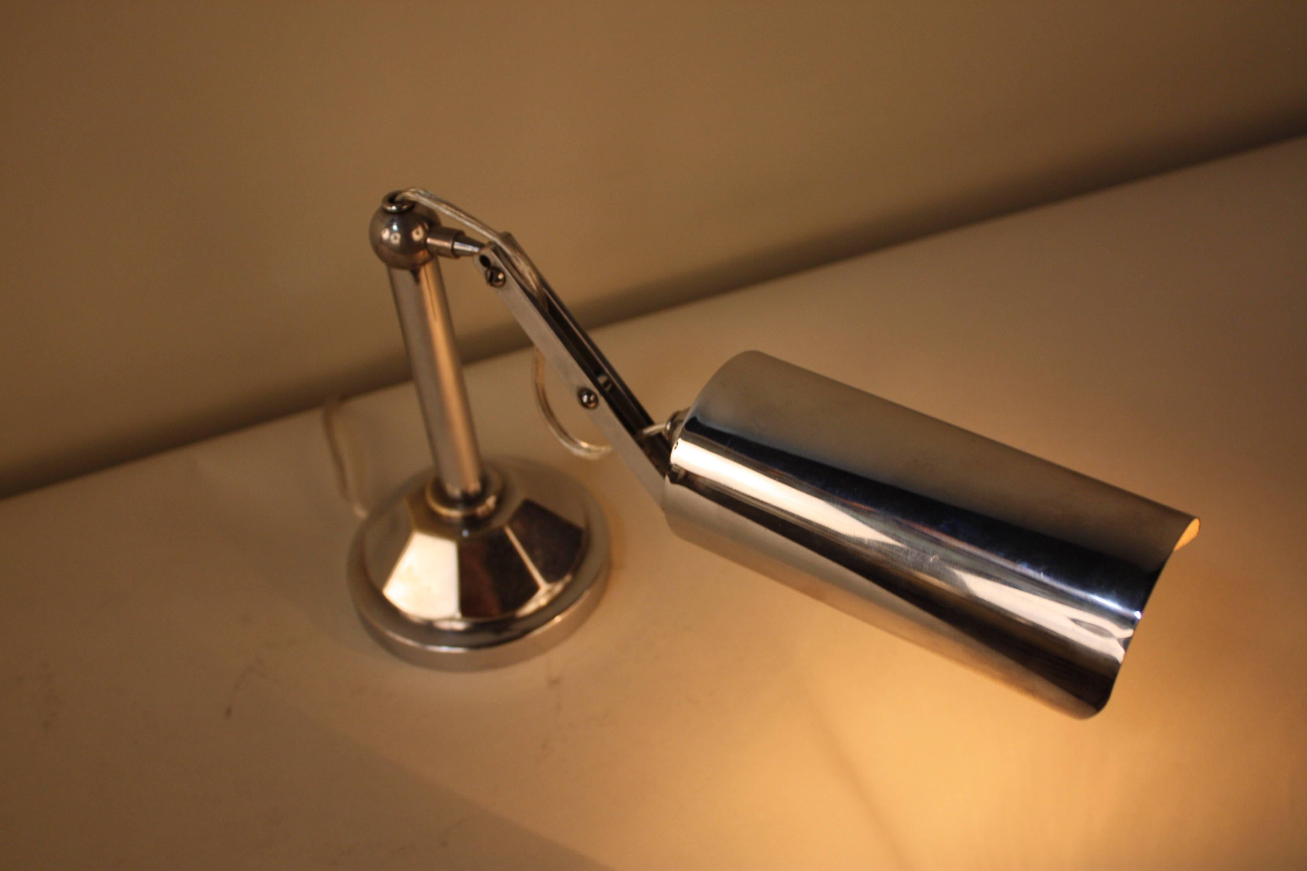Mid-20th Century French Art Deco Adjustable Chrome Desk Lamp