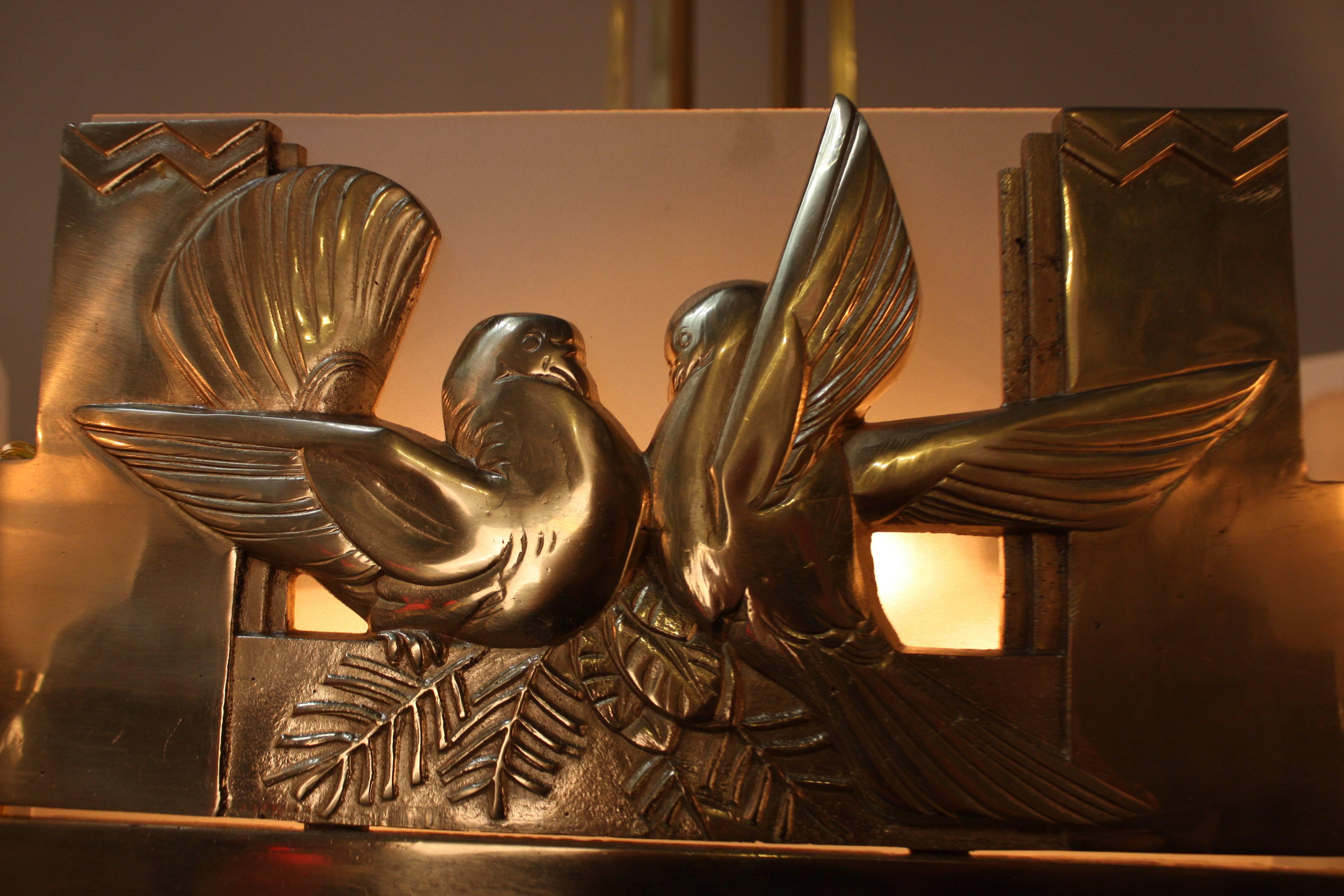 French 1930s Art Deco Bronze Chandelier 4