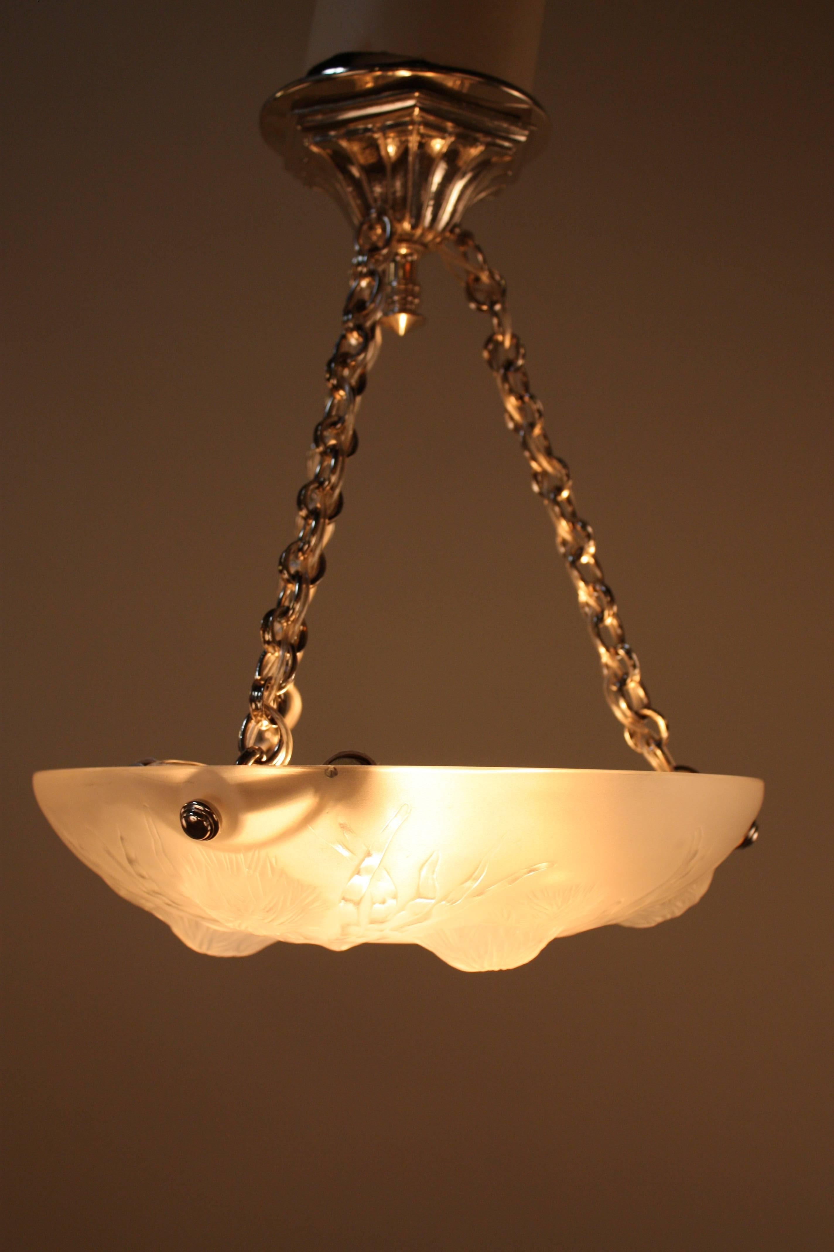 Art Deco Sea Urchin Design Glass Chandelier by Sabino 3