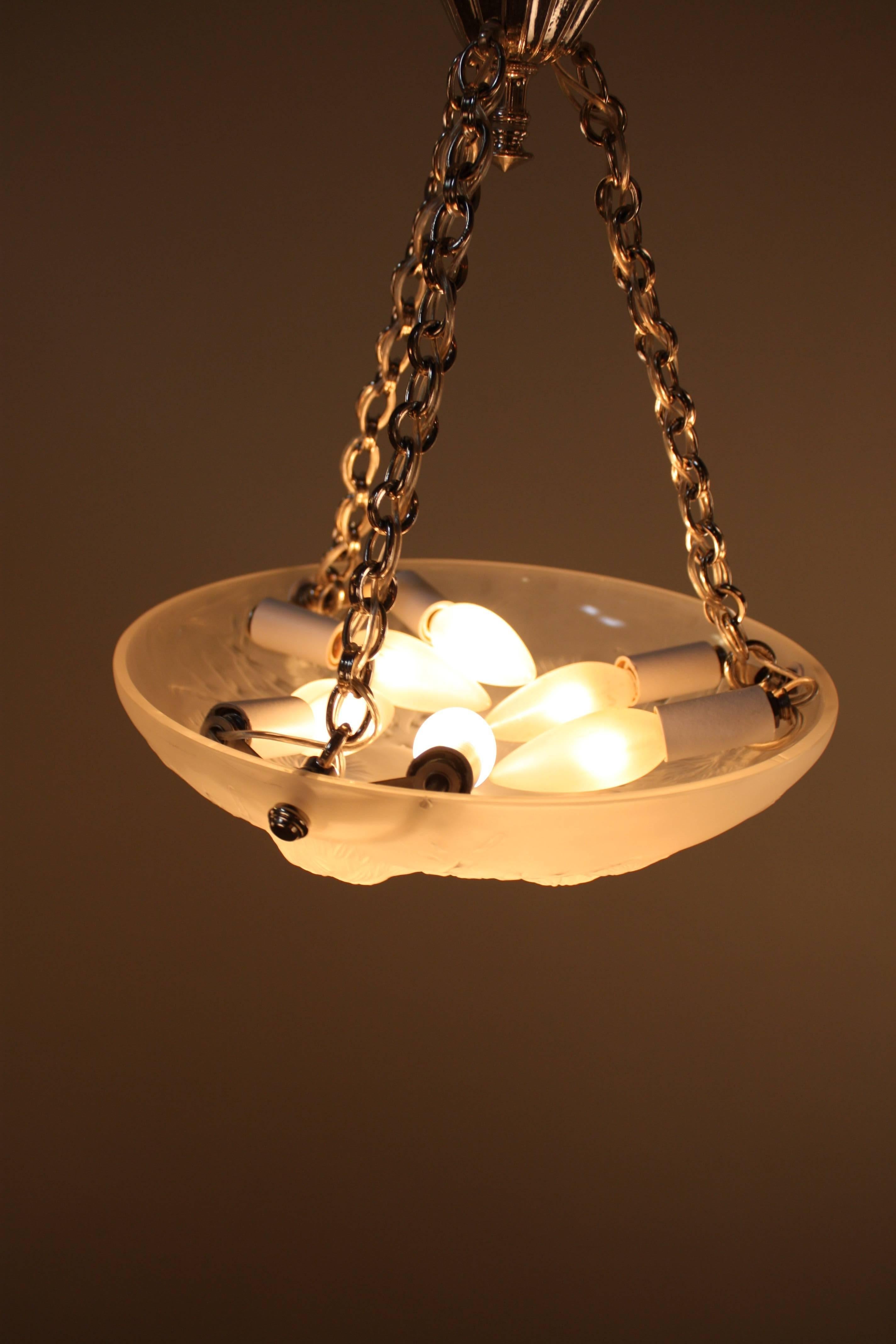 Art Deco Sea Urchin Design Glass Chandelier by Sabino 4