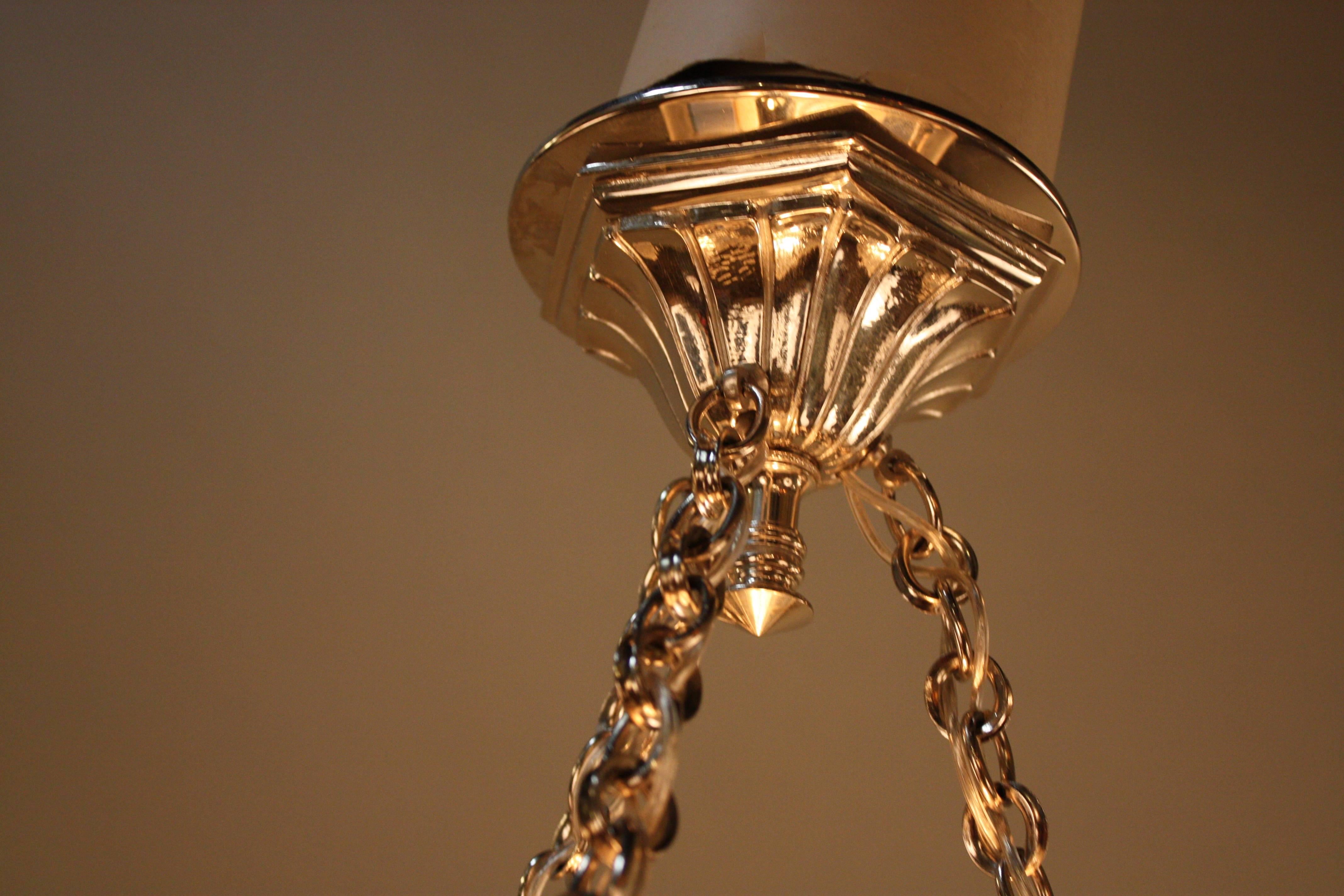 French Art Deco Sea Urchin Design Glass Chandelier by Sabino