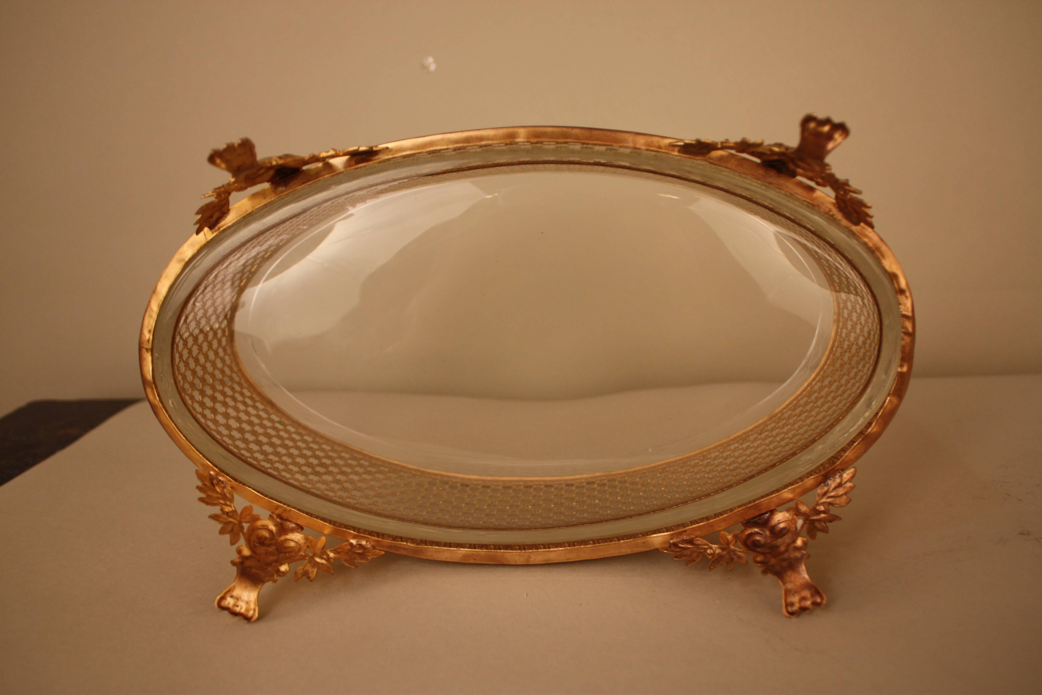 French Empire Cut Crystal Gilt Bronze Mounted Centerpiece In Good Condition In Fairfax, VA
